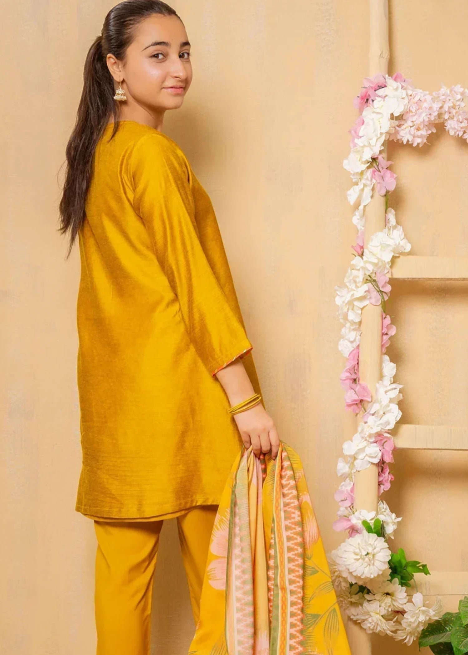 cotton silk Angrakha in Mustard