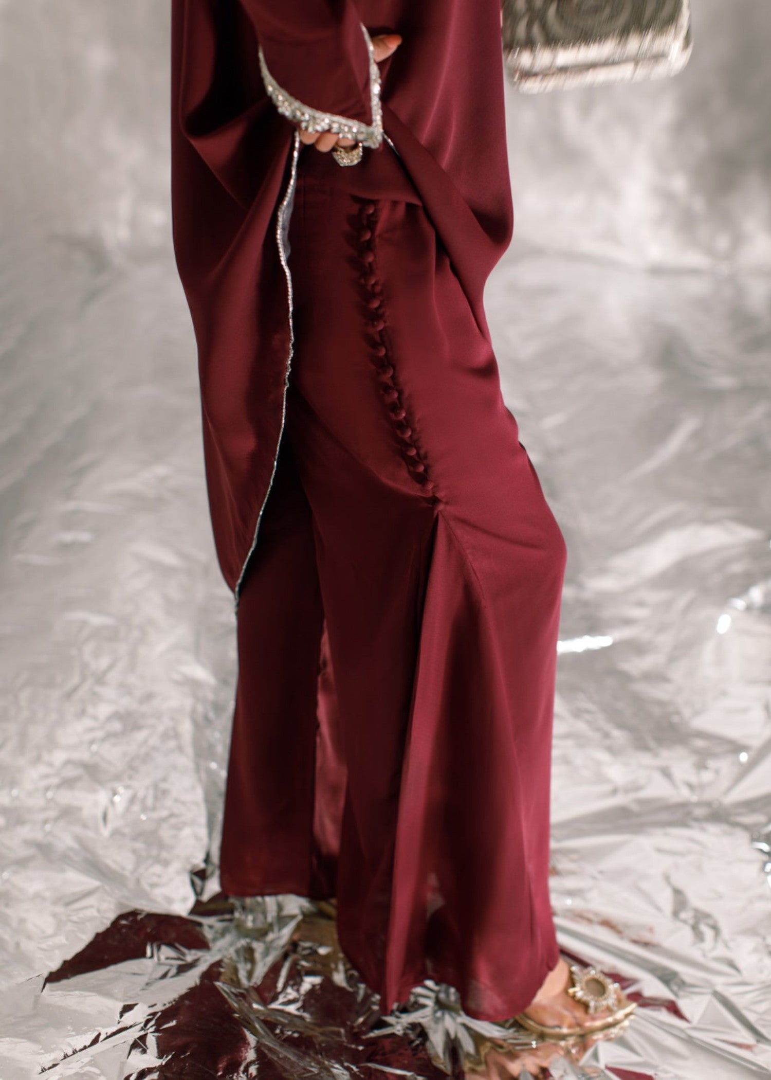 crepe georgette Co Ord Sets in Plum purple