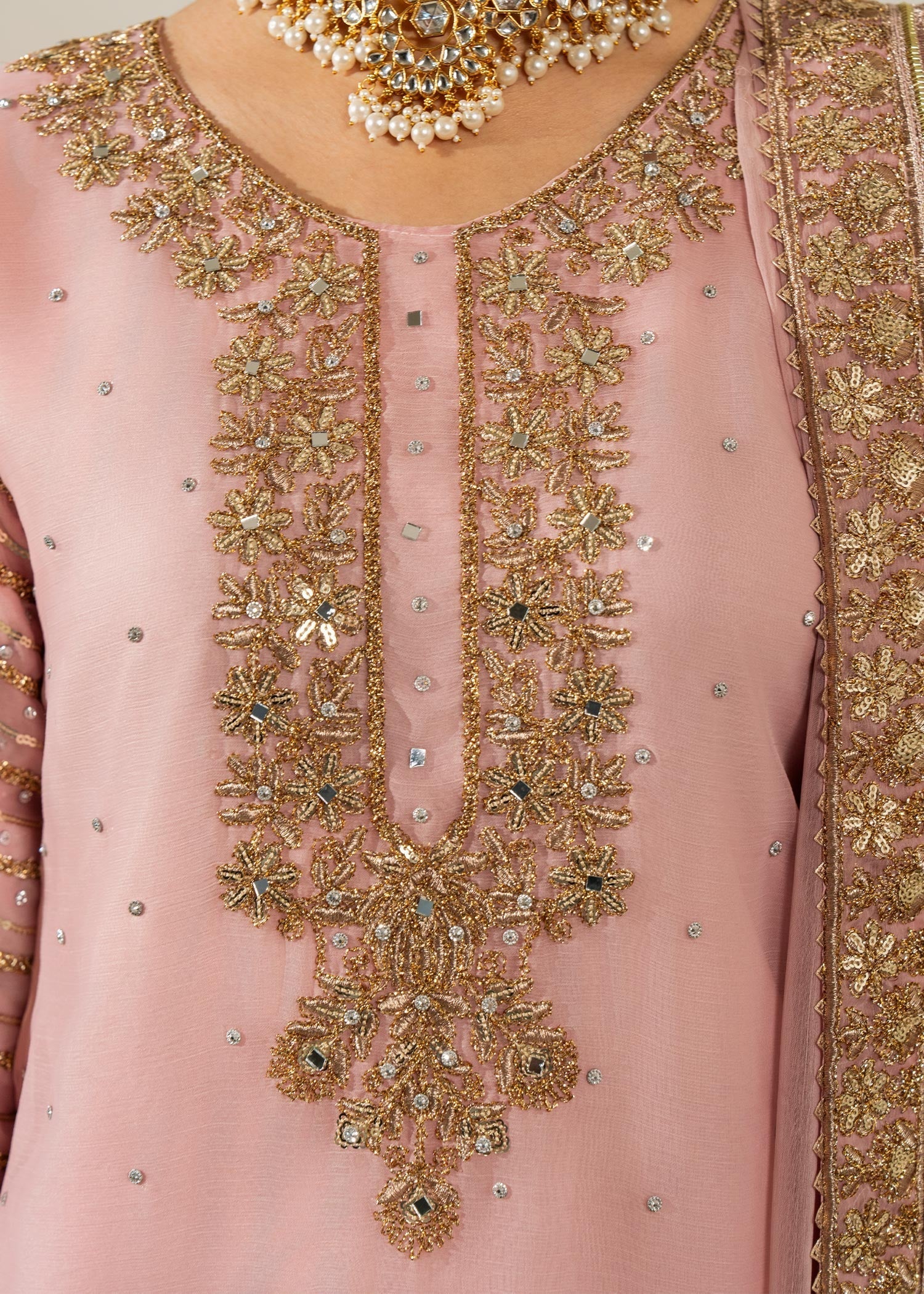 chiffon Kurta Set in Blush pink