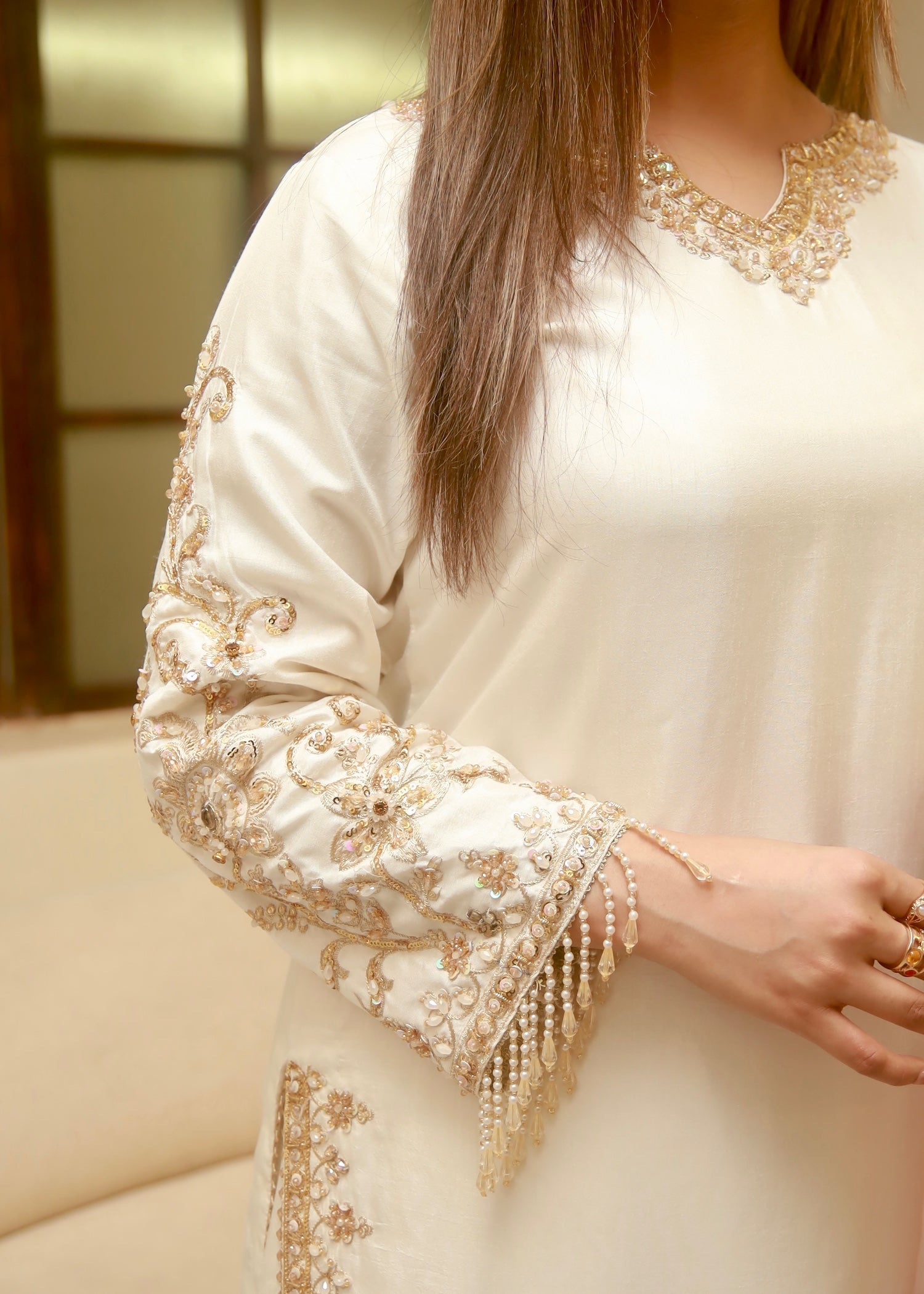 raw silk Sharara in White