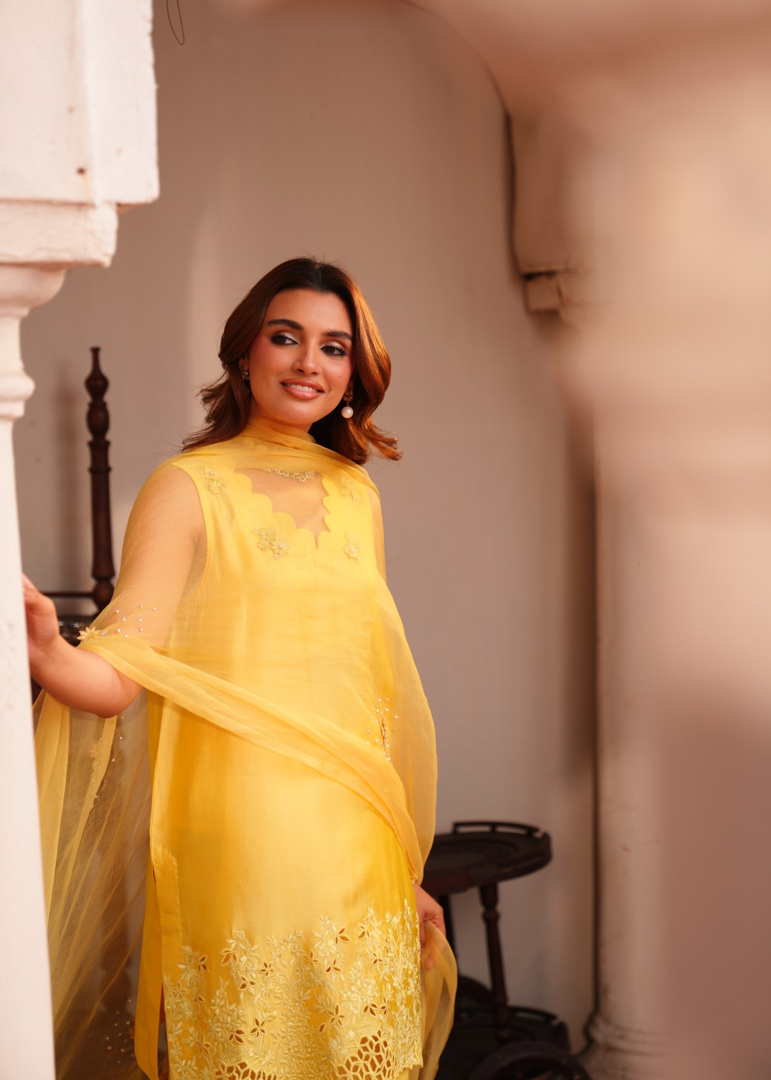 silk Kurta Set in Sunflower