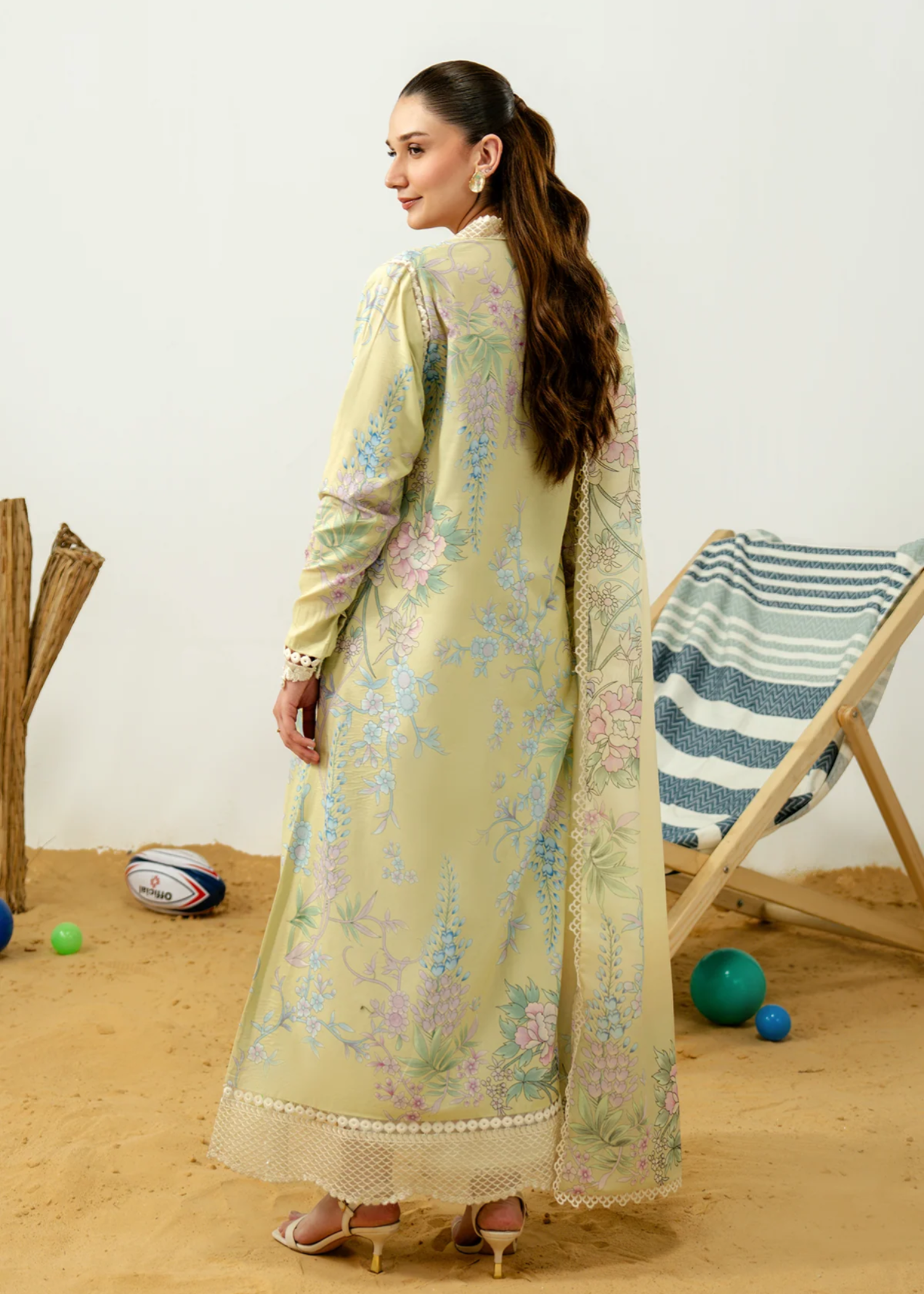 lawn Unstitched in Pale yellow