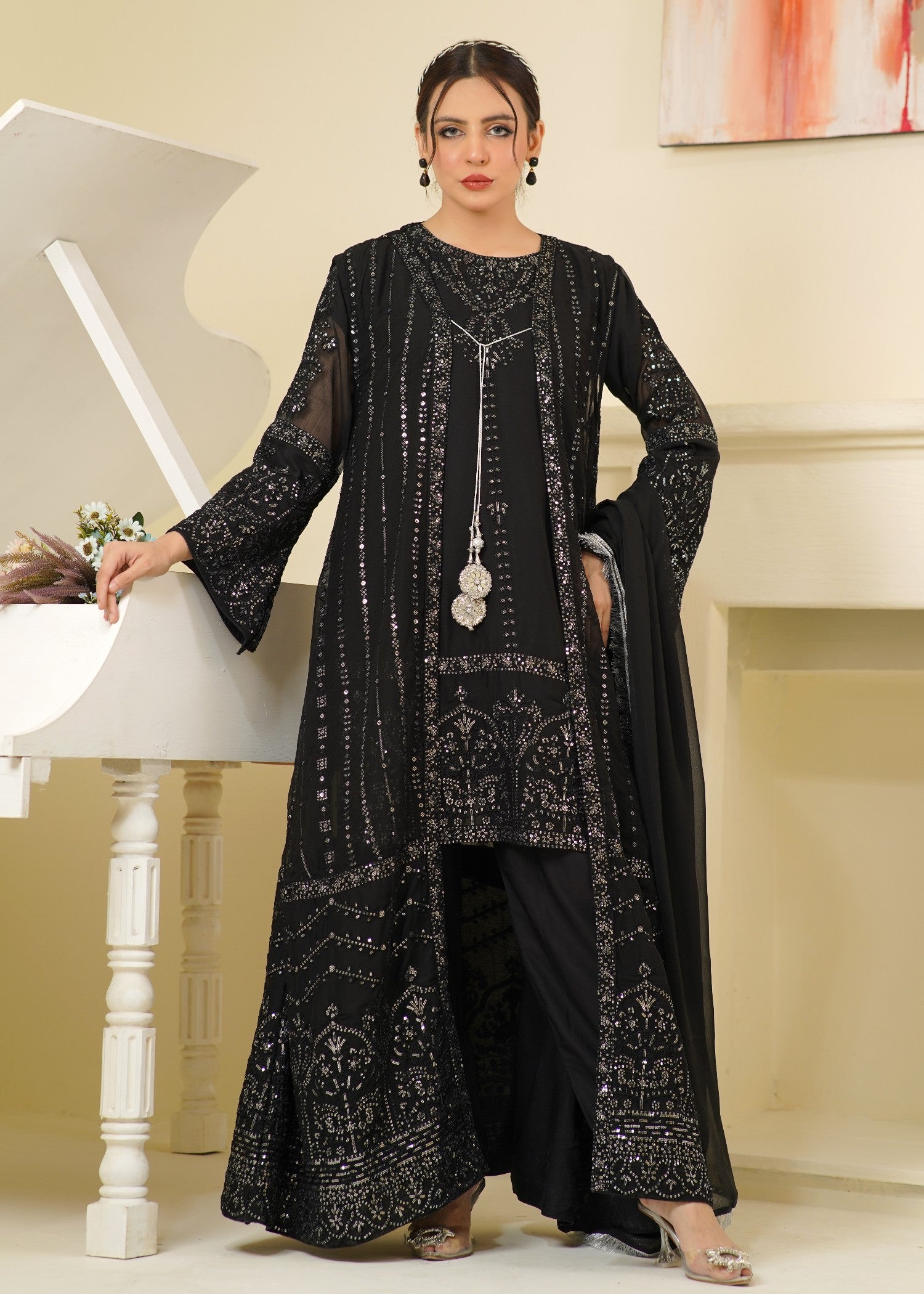 chiffon Gown in Black