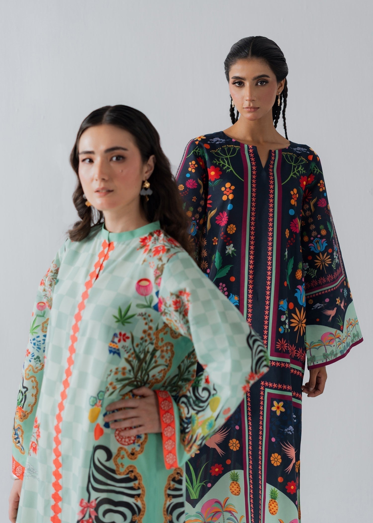 poly silk Kaftan in Tea green