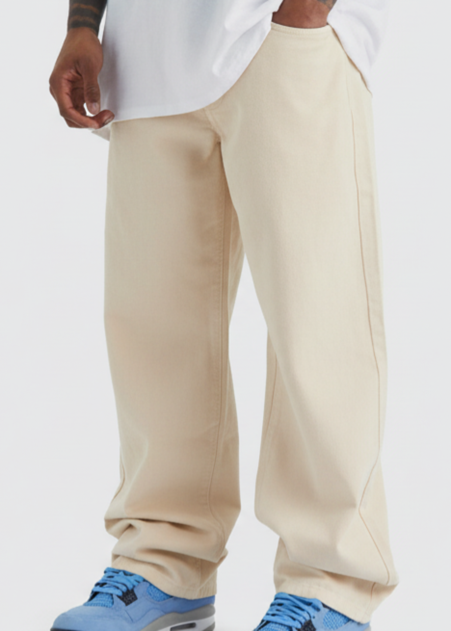 twill cotton Pants in Beige