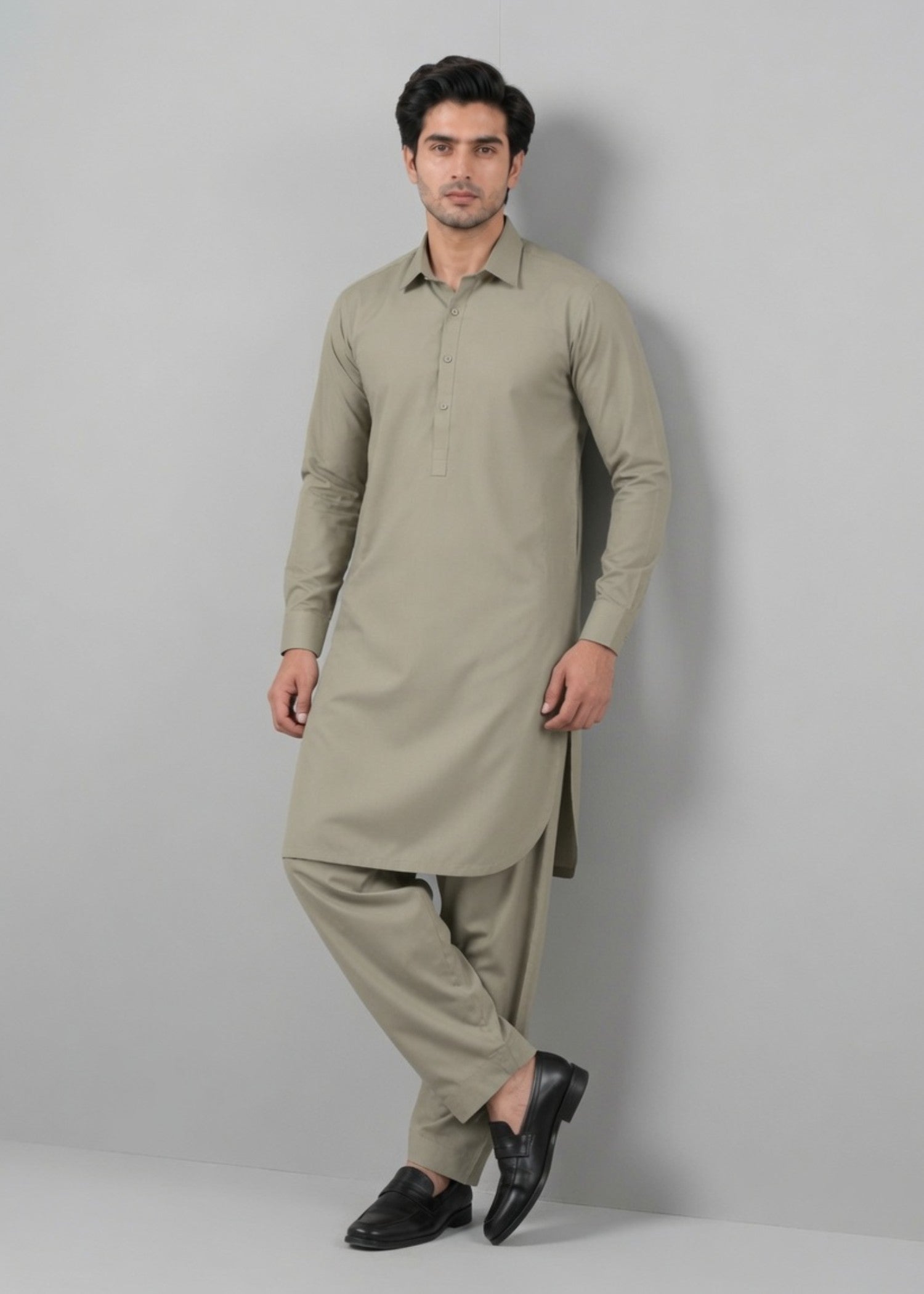 wash & wear Shalwar Kameez in Sage green