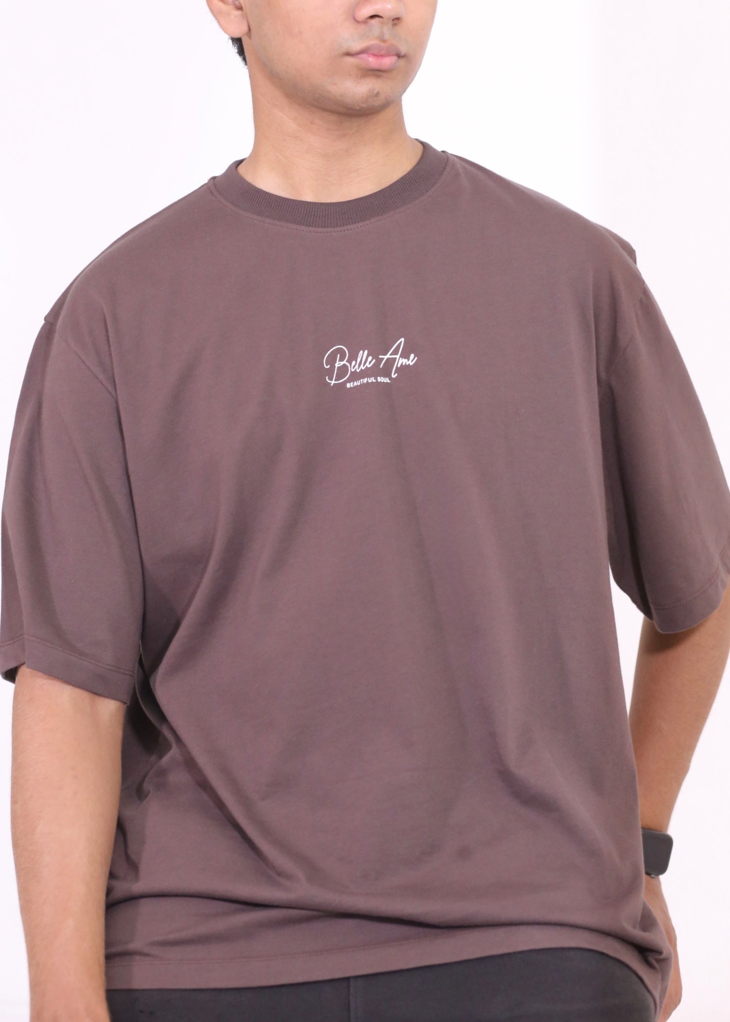 cotton jersey T Shirt in Chocolate brown