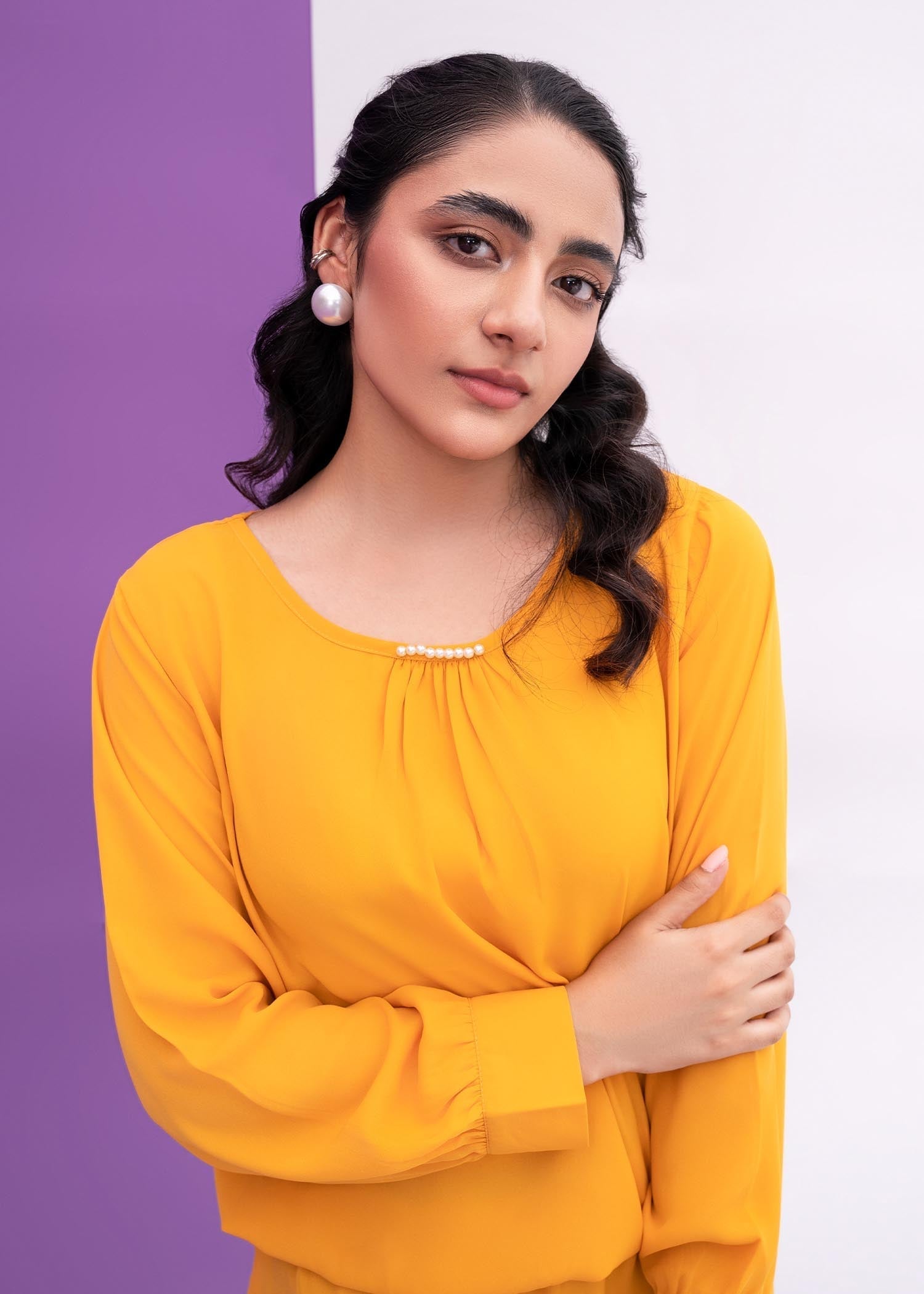 georgette Tunic in Mustard