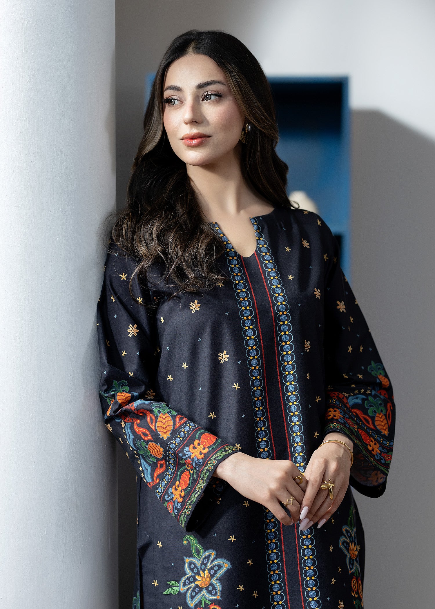silk finish lawn Co Ord Sets in Black