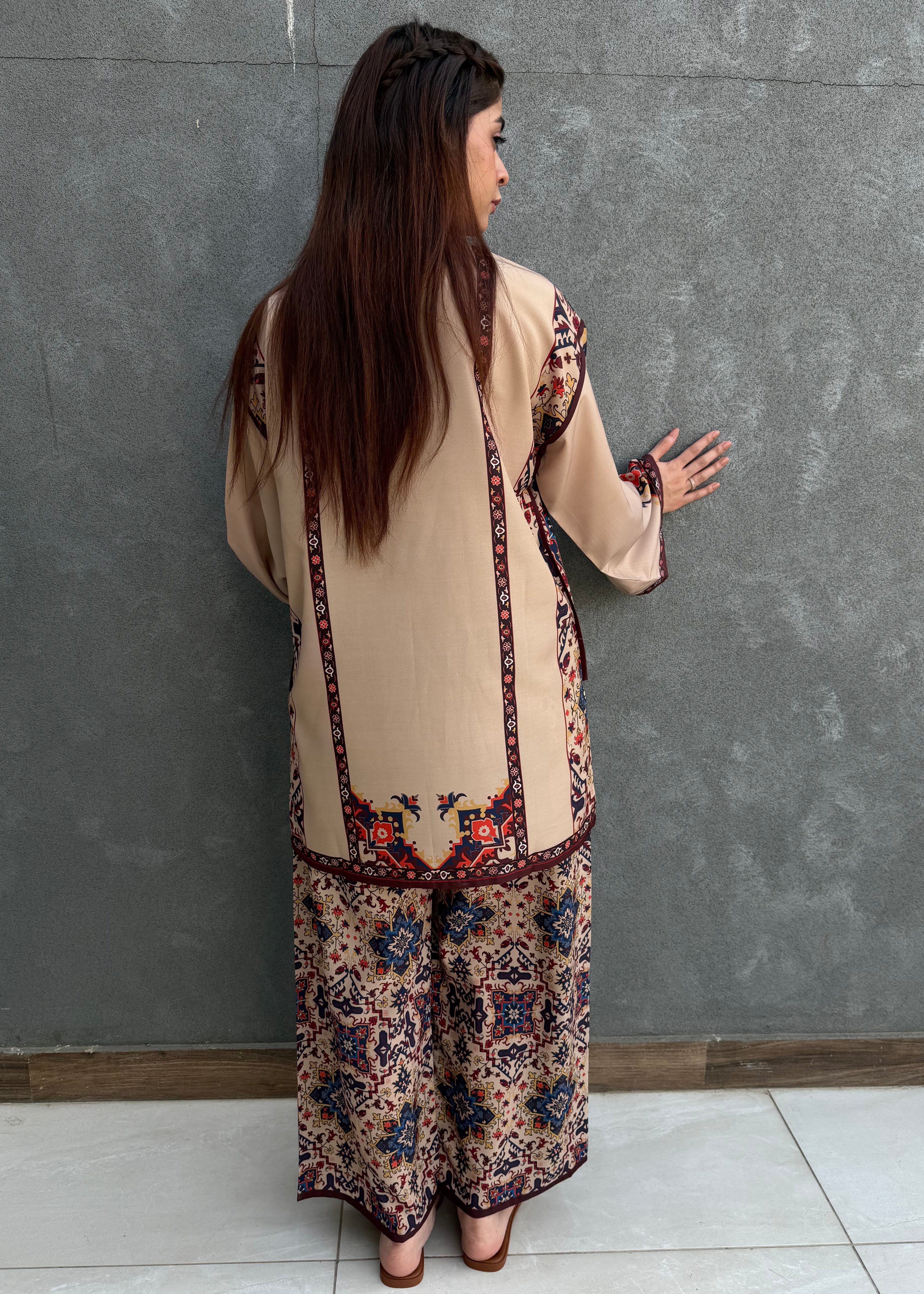 arabic lawn Co ord Sets in Beige