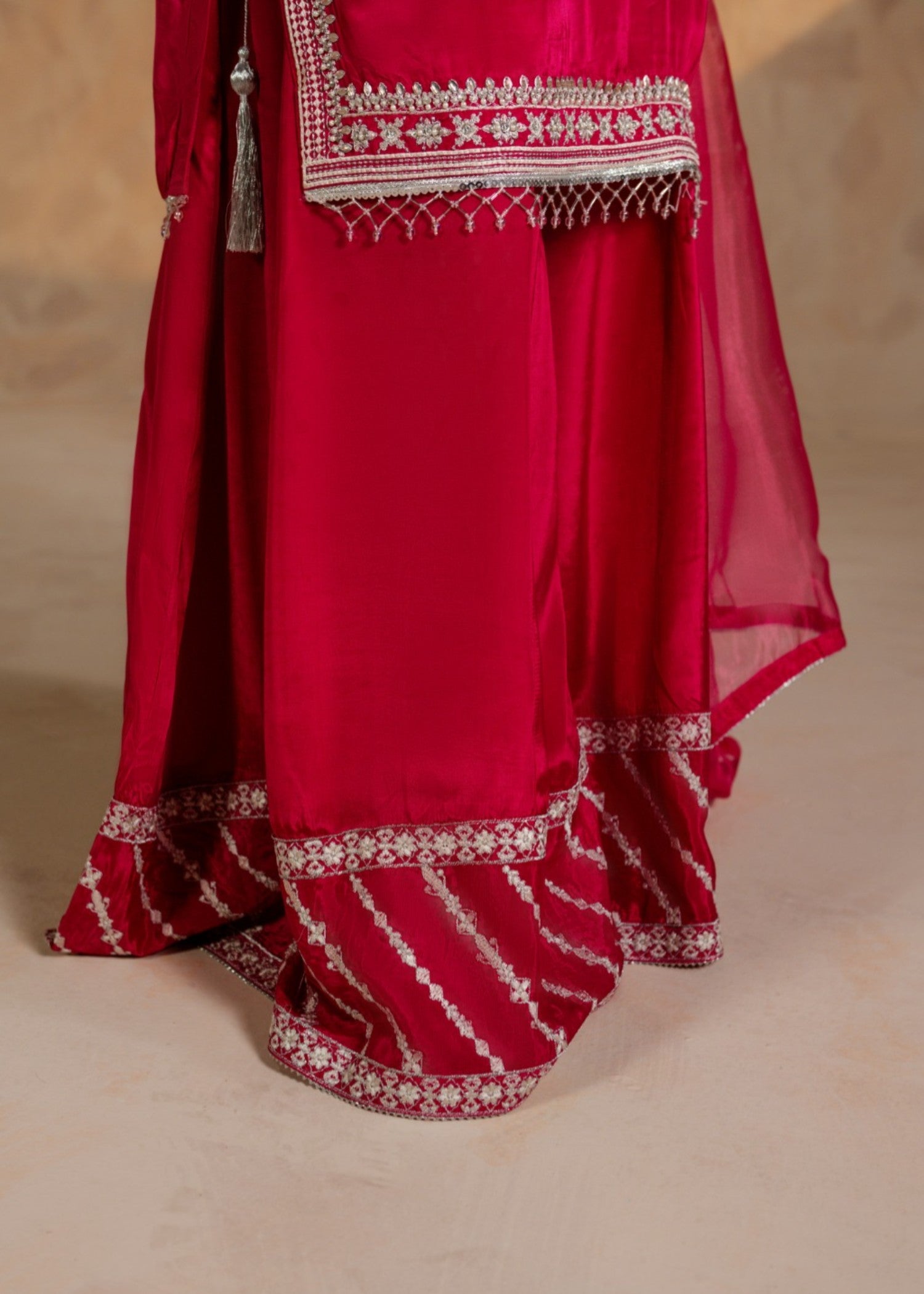 silk Sharara in Hot pink