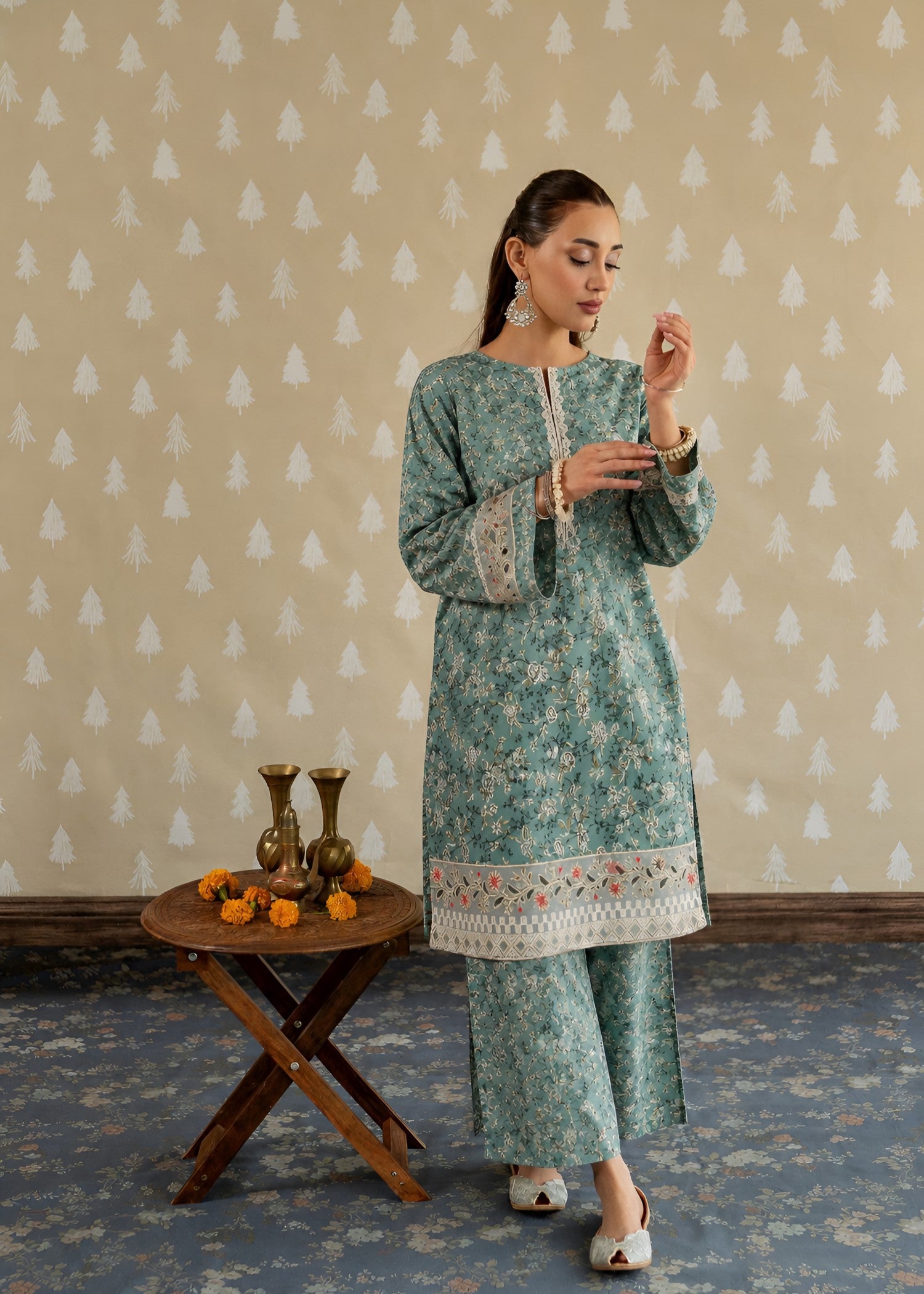 linen Co Ord Sets in Pine green