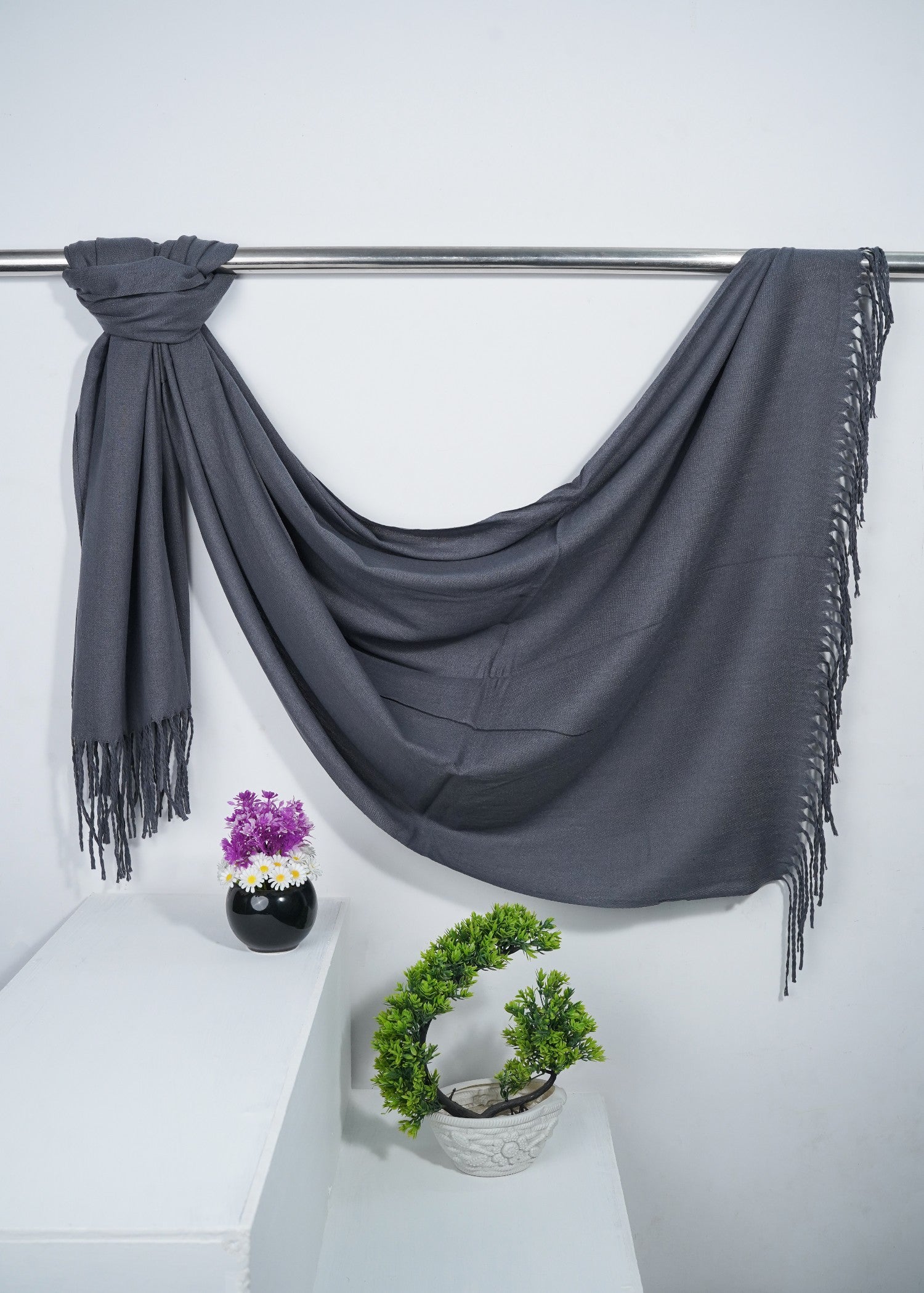 cashmere wool Hijab in Charcoal