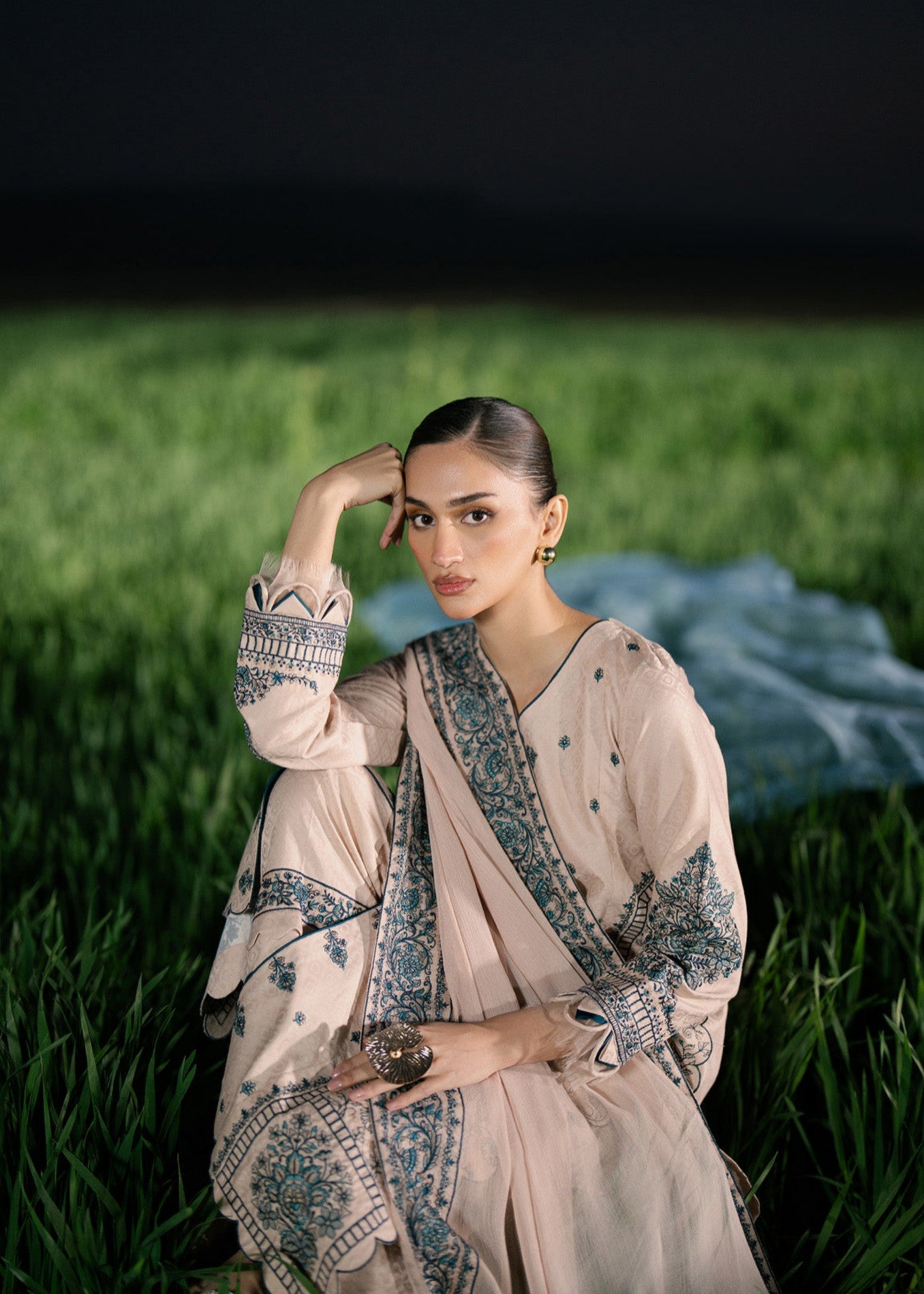 lawn Kurta Set in Seashell