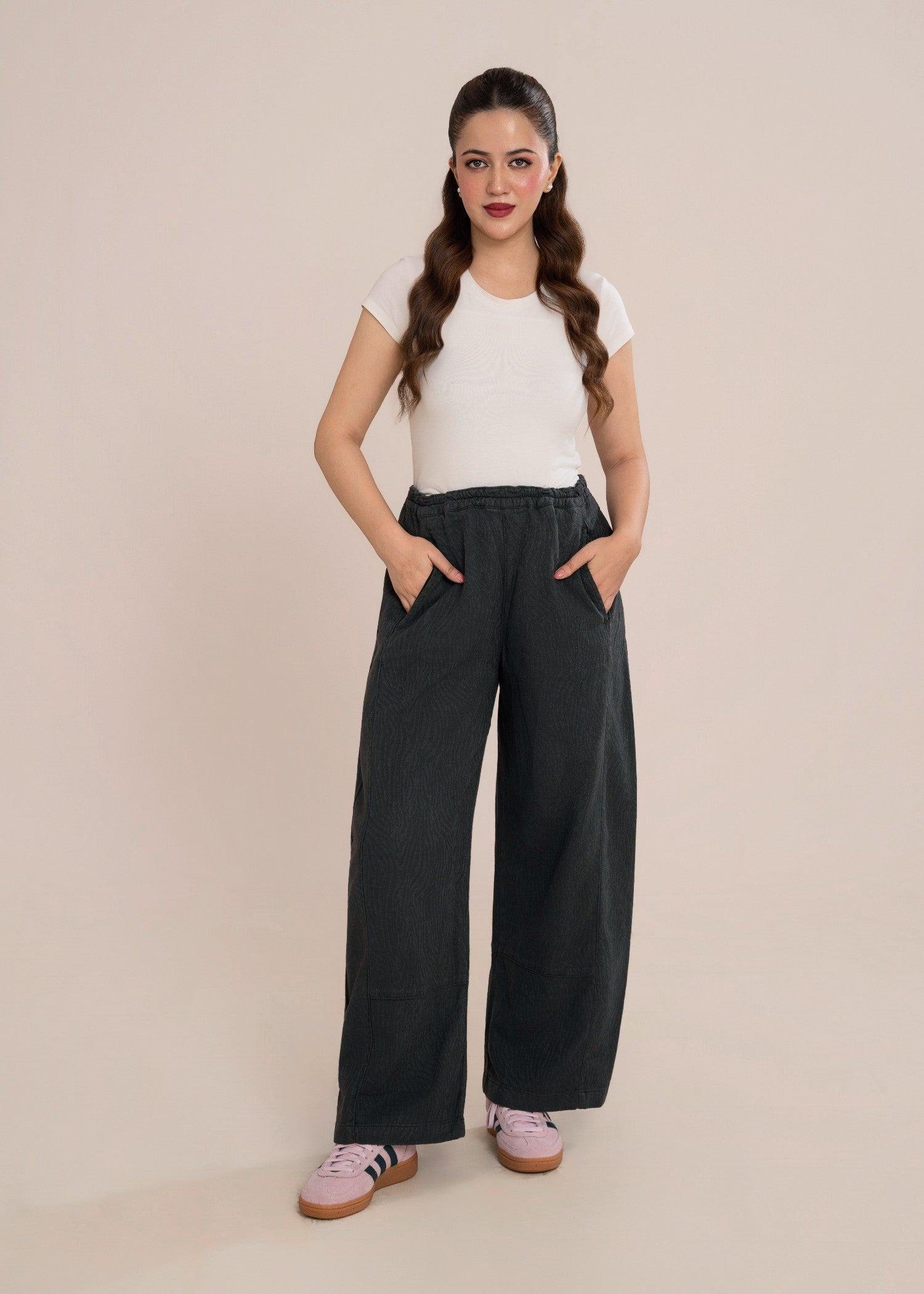spandex Trousers in Charcoal black