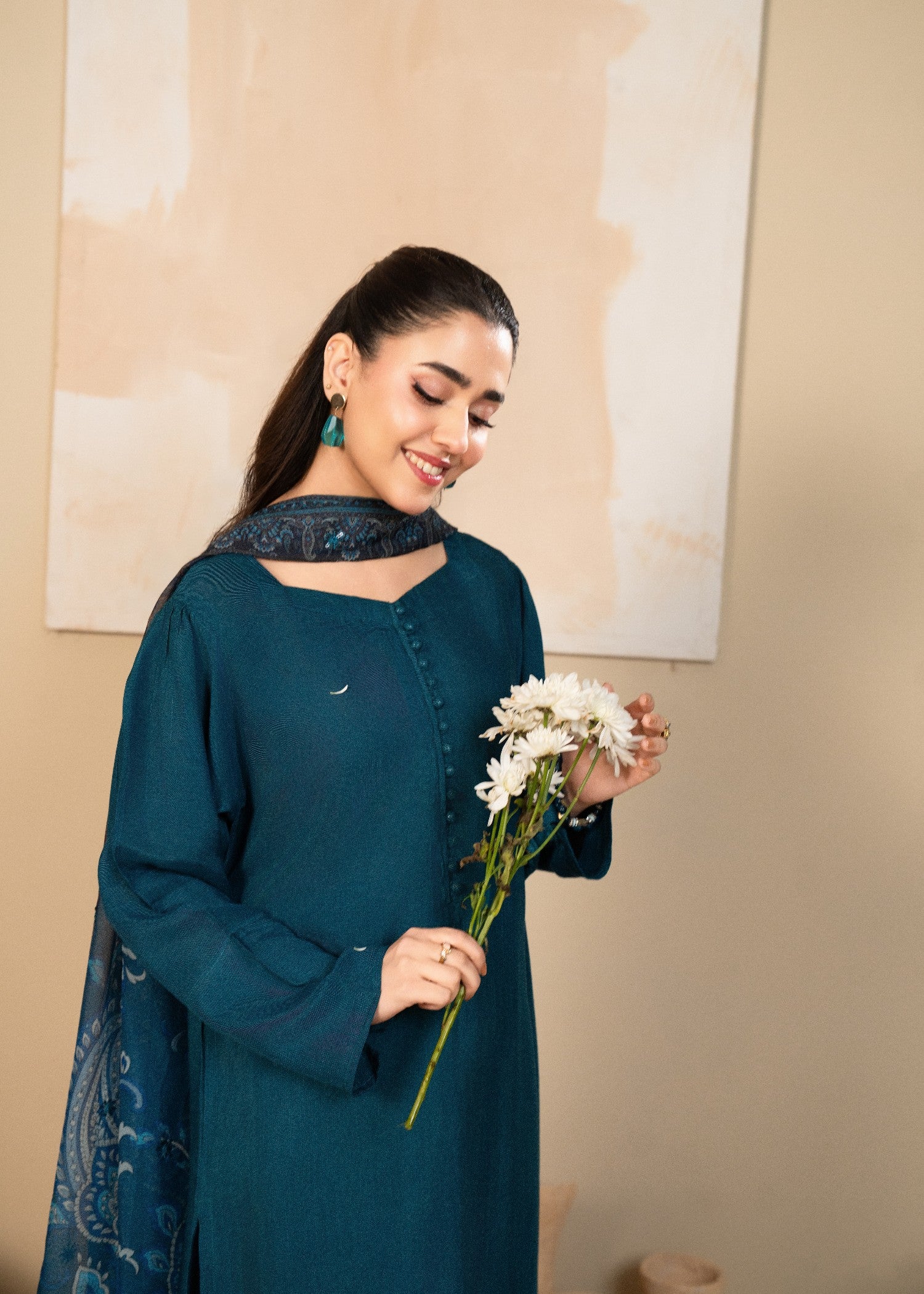 raw silk Kurta Set in Twilight blue
