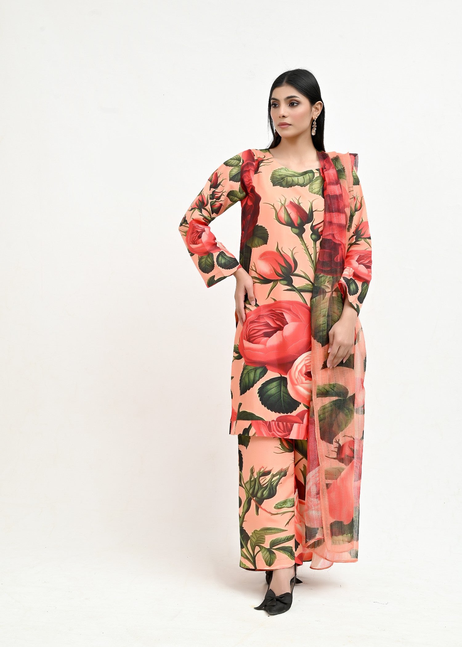 pk raw silk Kurta Set in Carrot orange