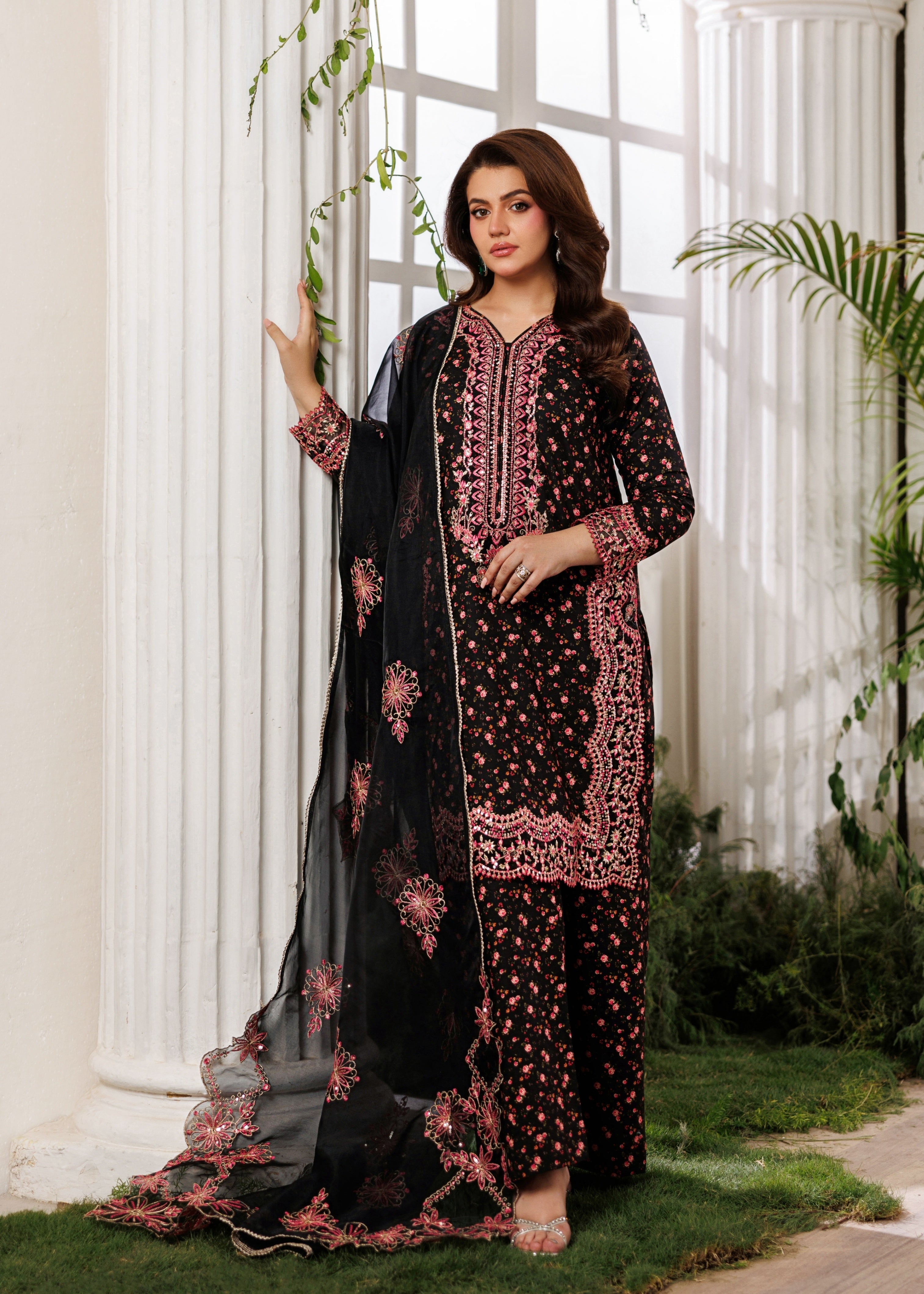 cotton dobby Kurta Set in Jet black