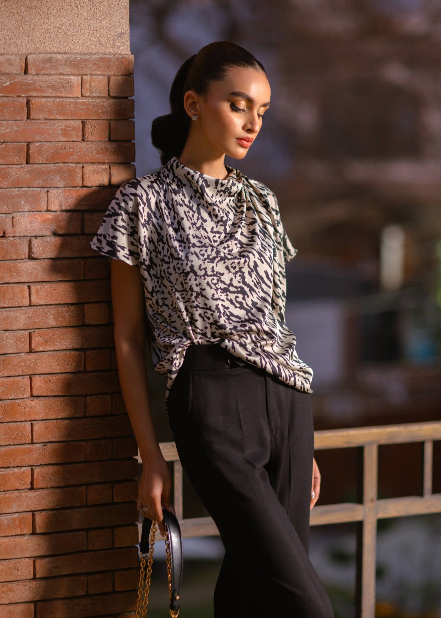 viscose raw silk Top in Ivory