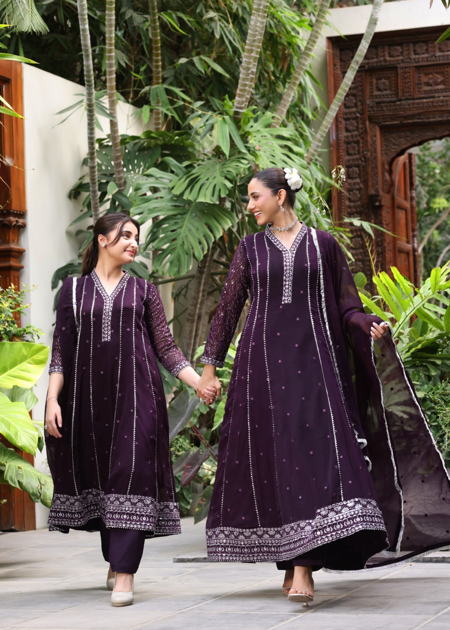 pk chiffon Pishwas in Purple