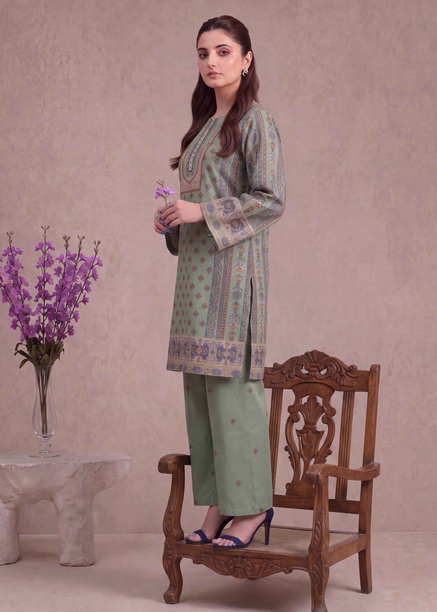 polyester crepe Co Ord Sets in Green