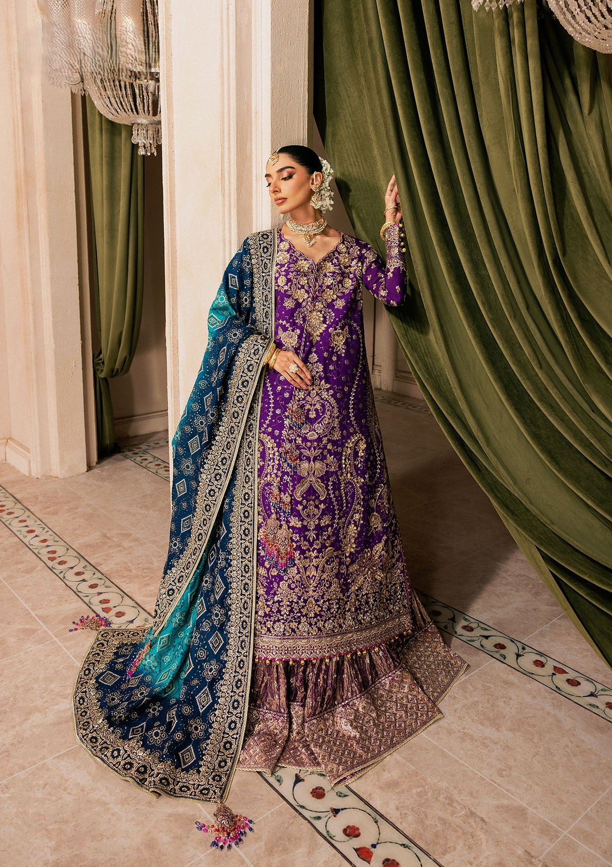 medium silk Sharara in Purple