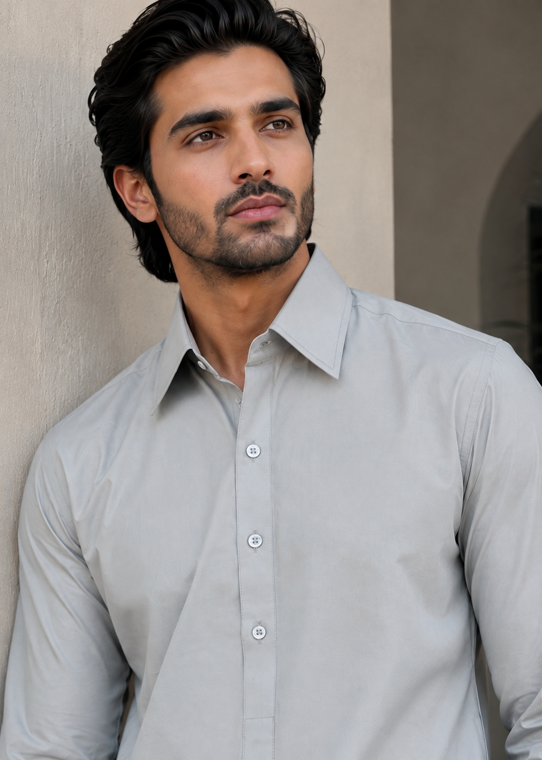 cotton Shalwar Kameez in Light grey