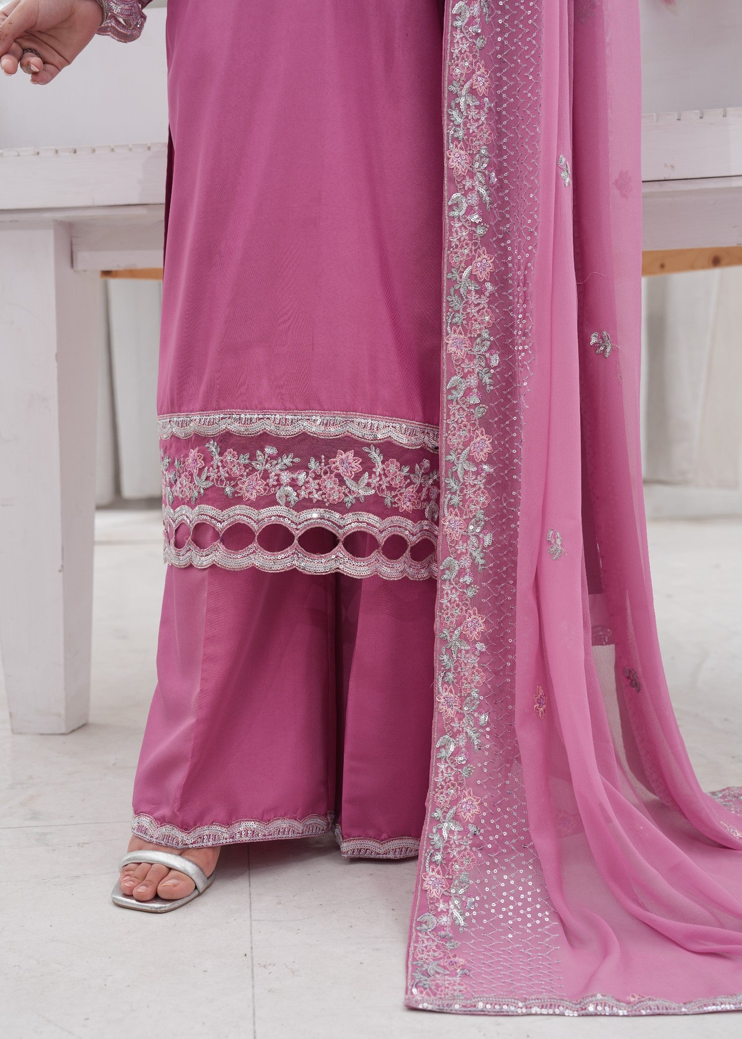 kattan silk Kurta Set in Bubblegum pink