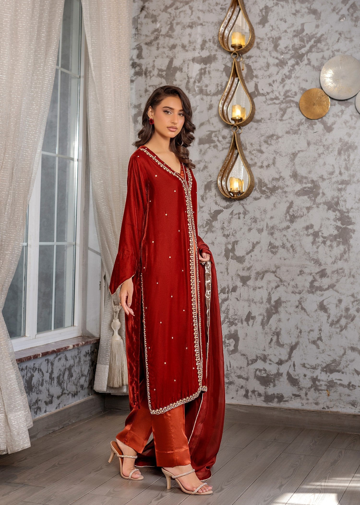 velvet Gown in Blood red