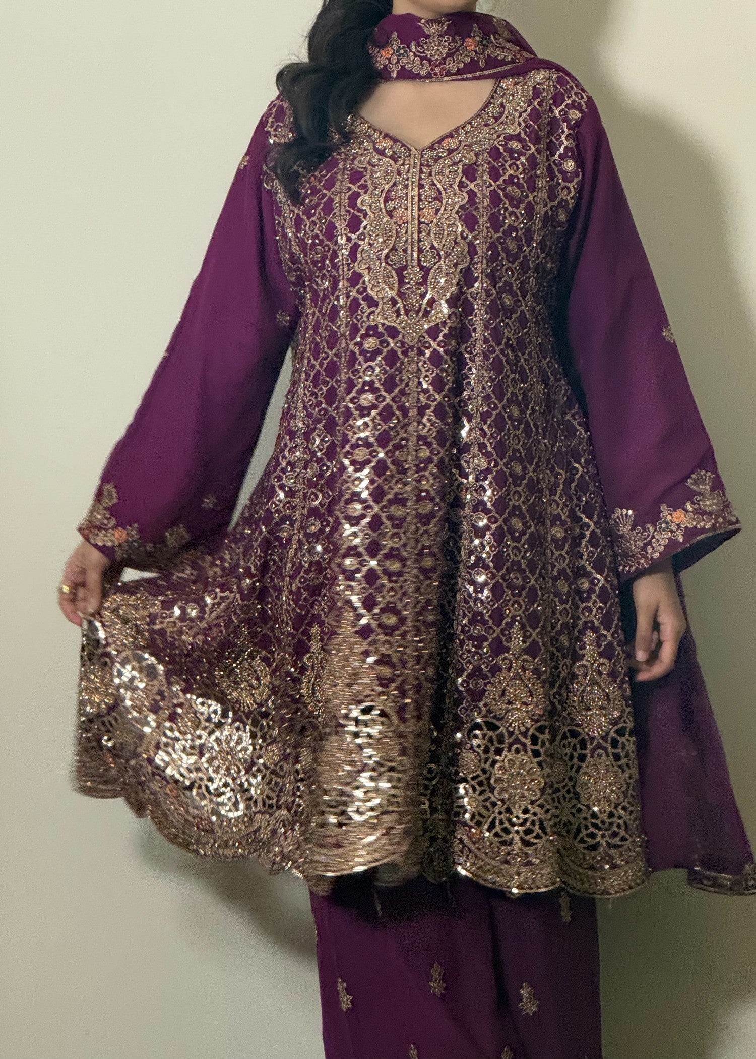chiffon Short Frock in Purple