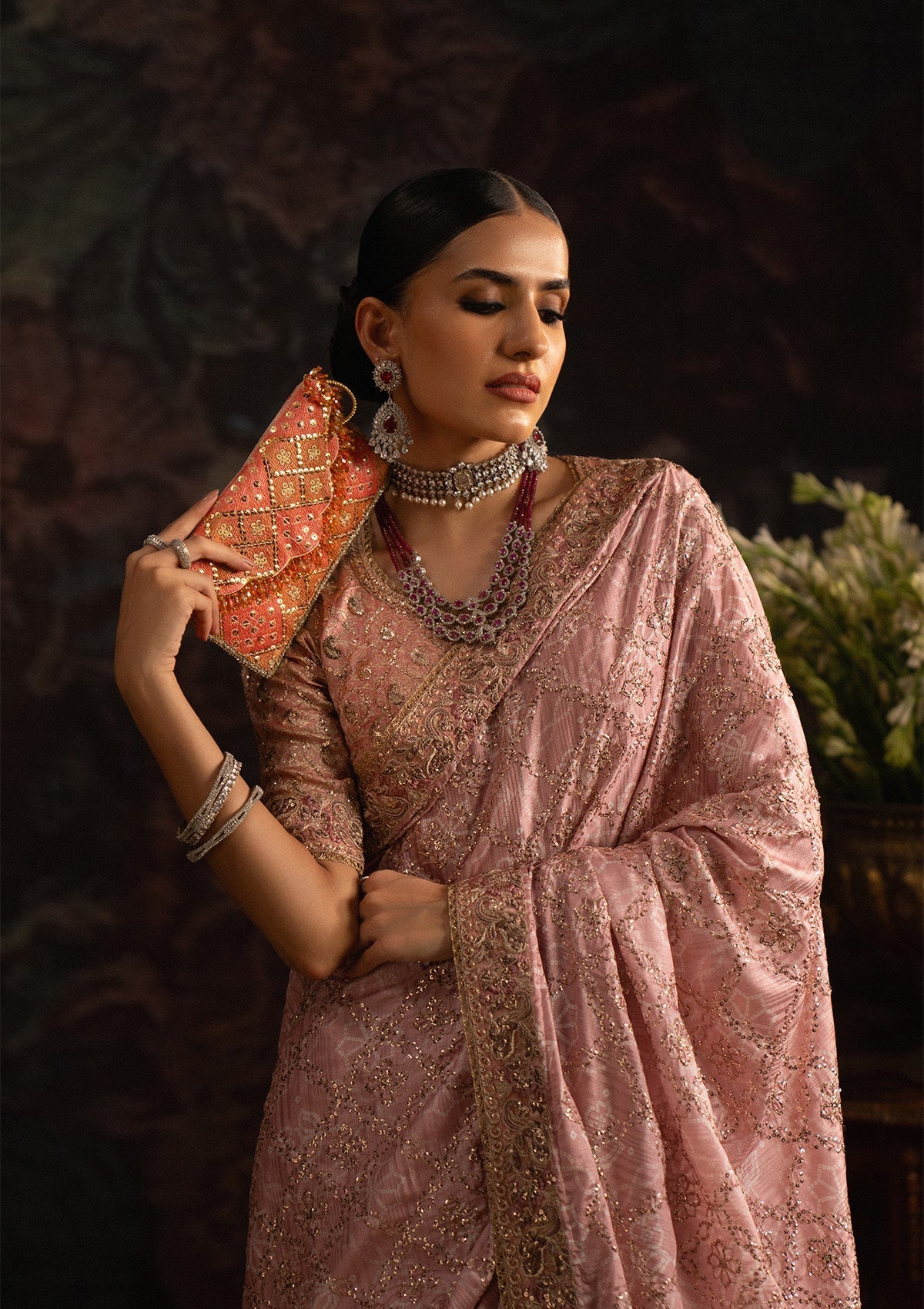 jamawar Unstitched in Pink