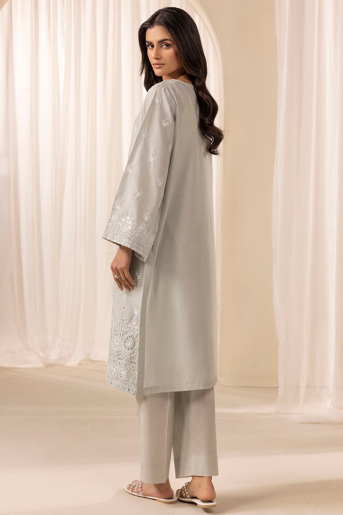 cambric Kurti in Grey