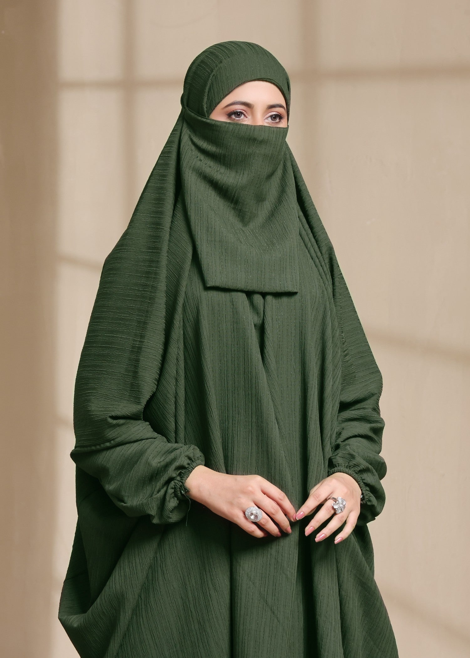 georgette Jilbab in Olive green