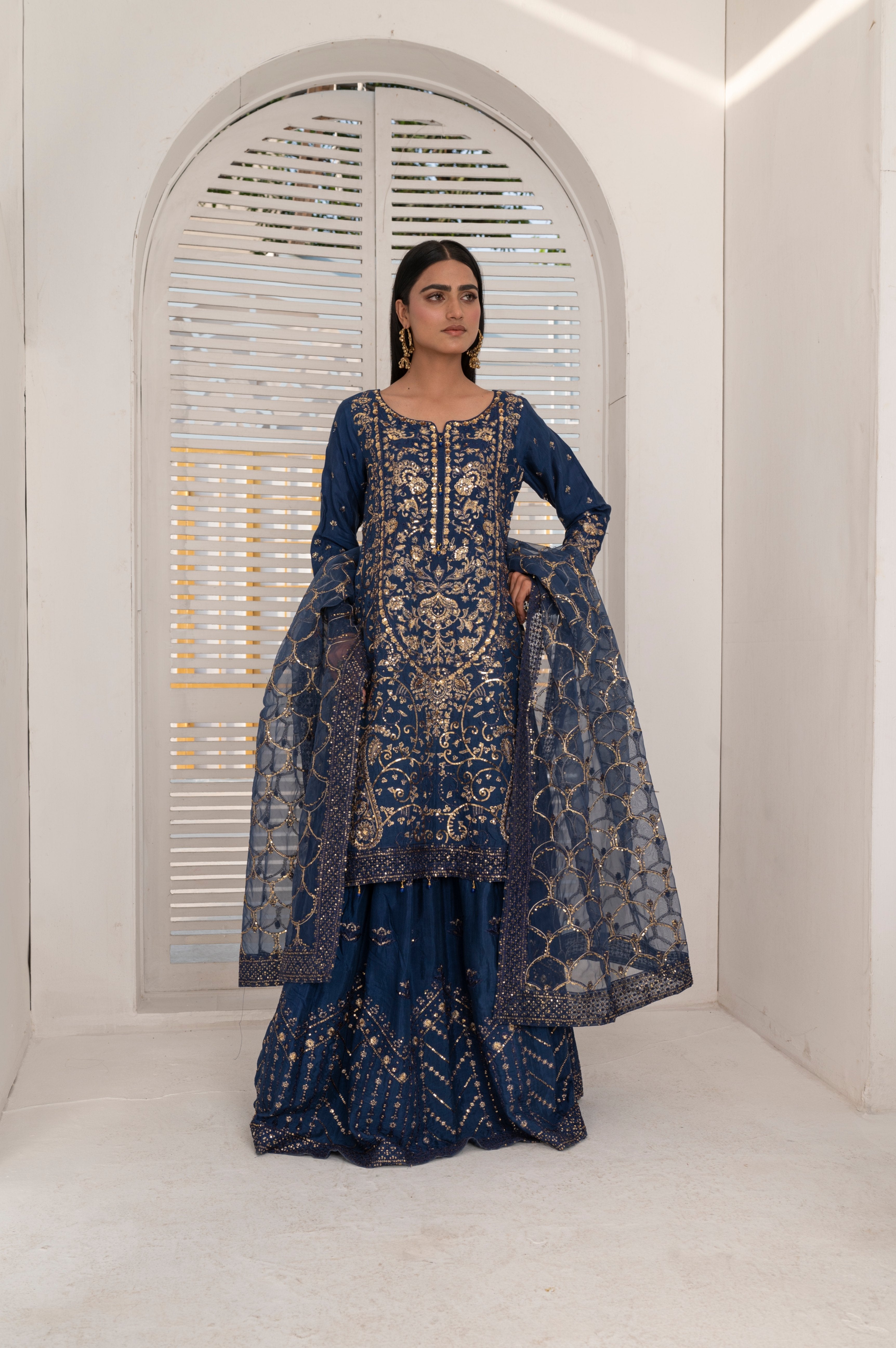 pk raw silk Lehenga in Royal blue