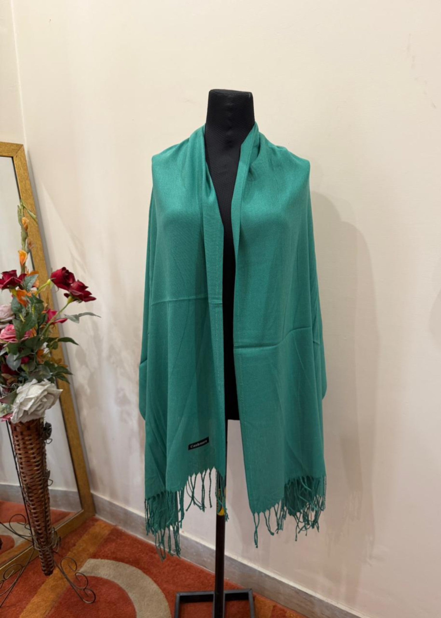 cashmere wool Hijab in Jade green