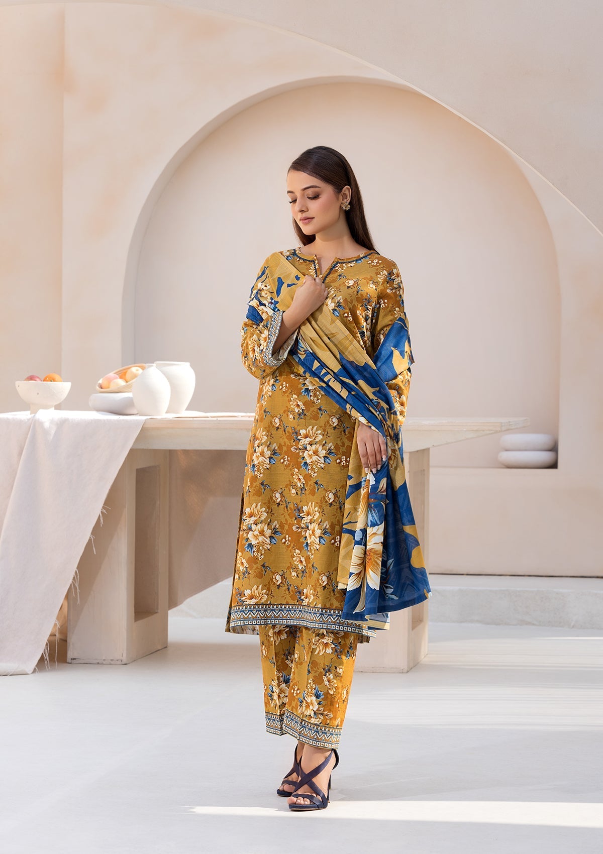 khaddar Kurta Set in Mustard