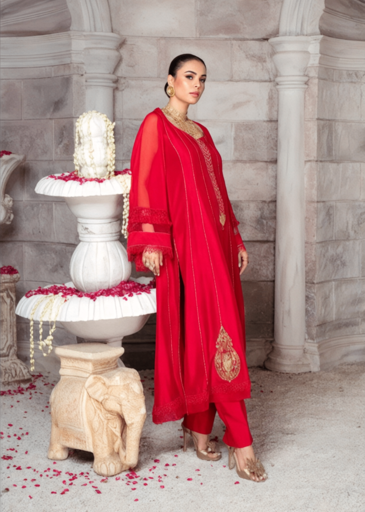 raw silk Kurti in Red