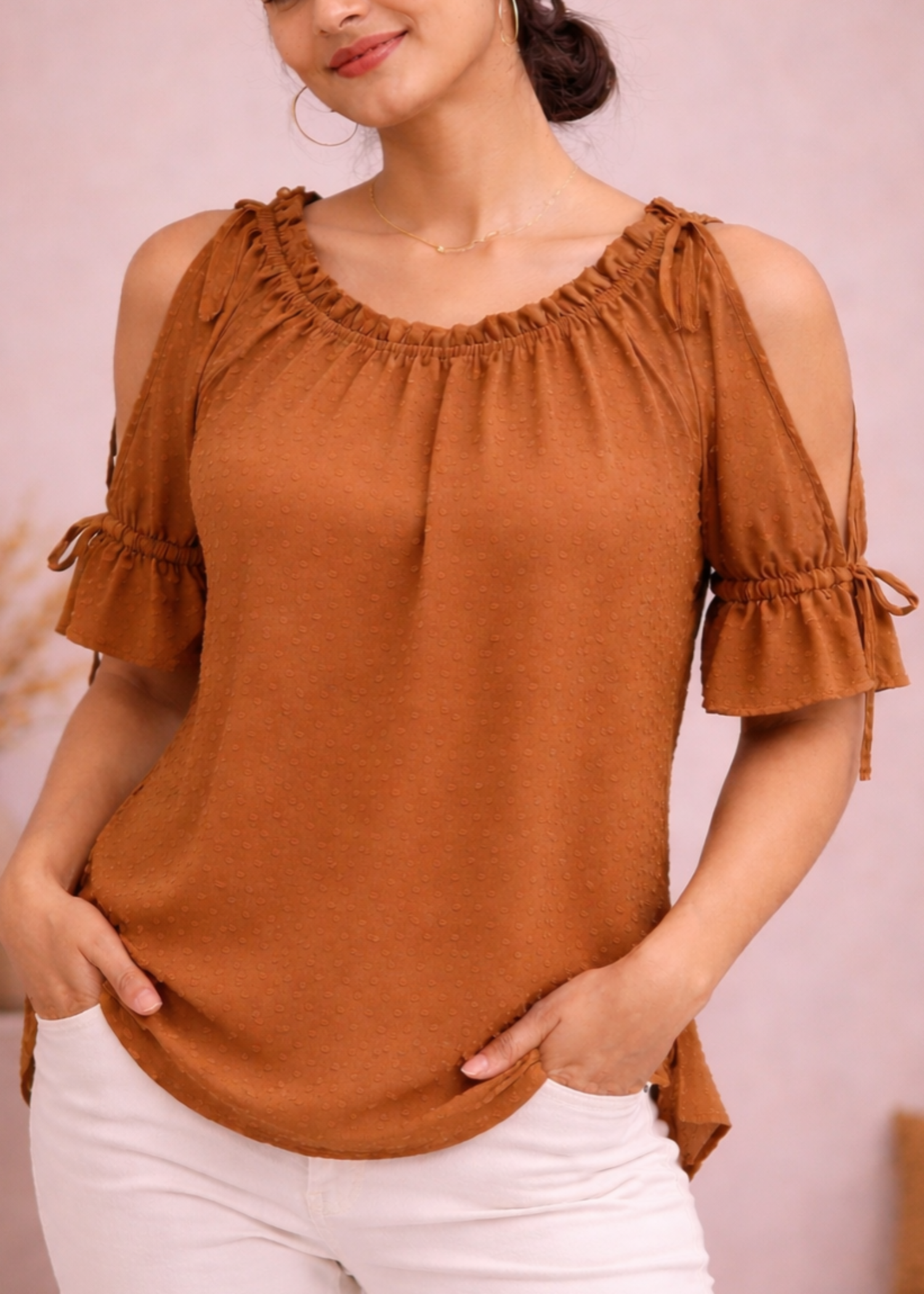chiffon Top in Rustic brown