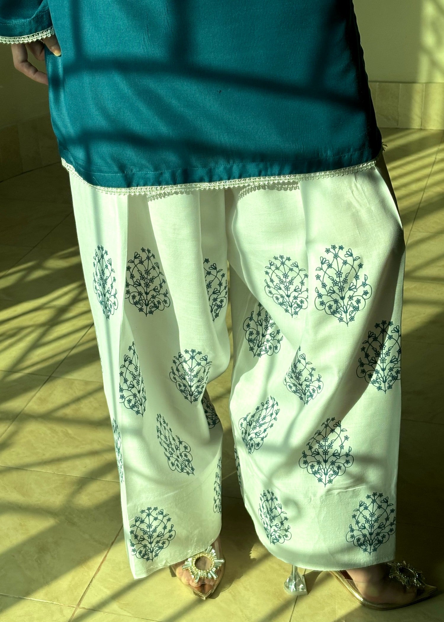 linen Kurta Set in Teal