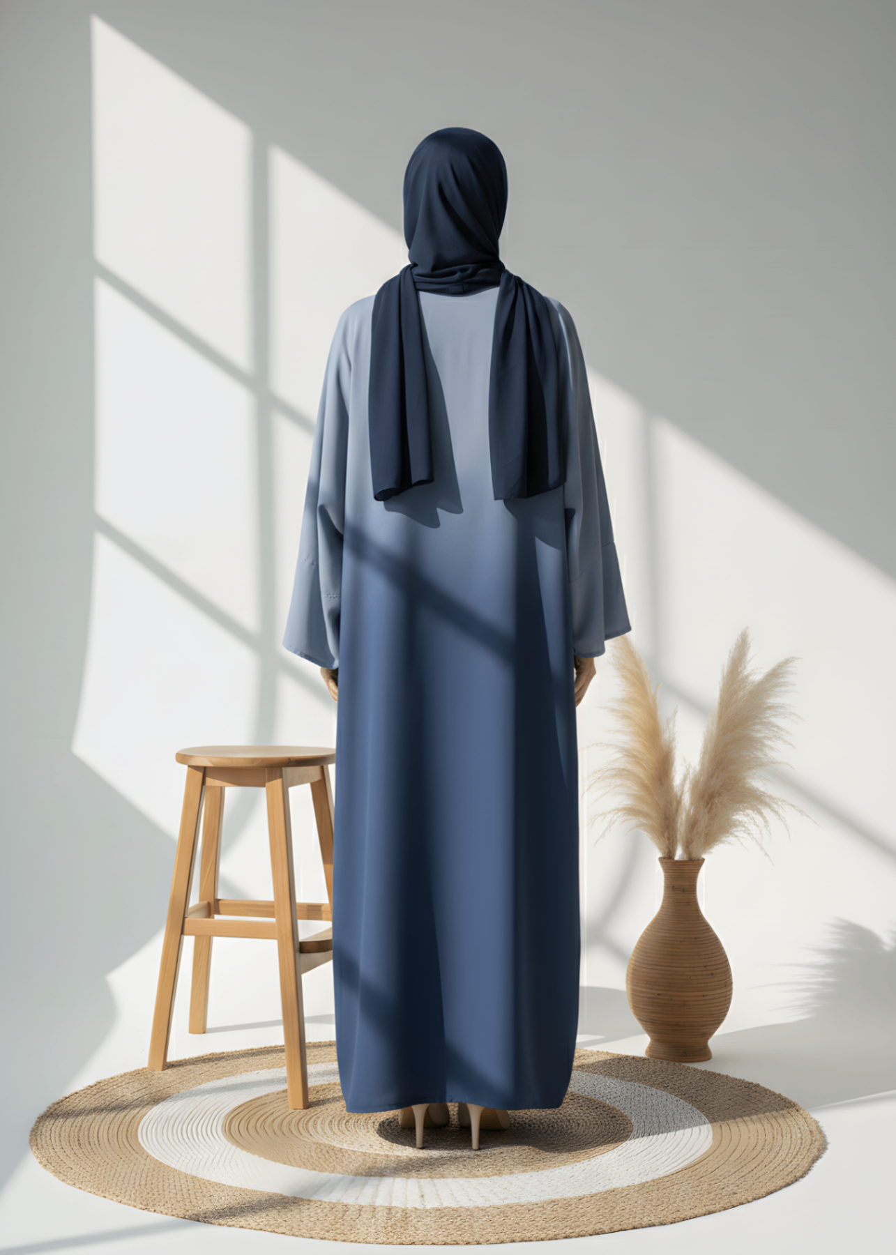 georgette Abaya in Steel teal