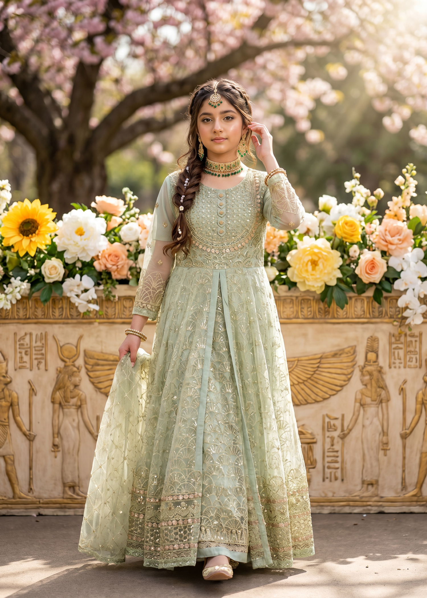 net Pishwas in Pastel green