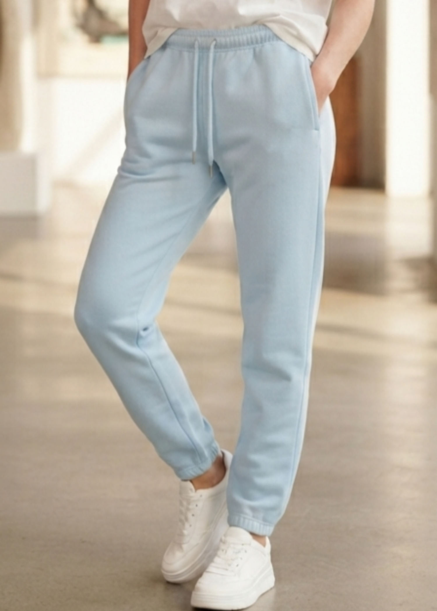 cotton-spandex Trousers in Light blue