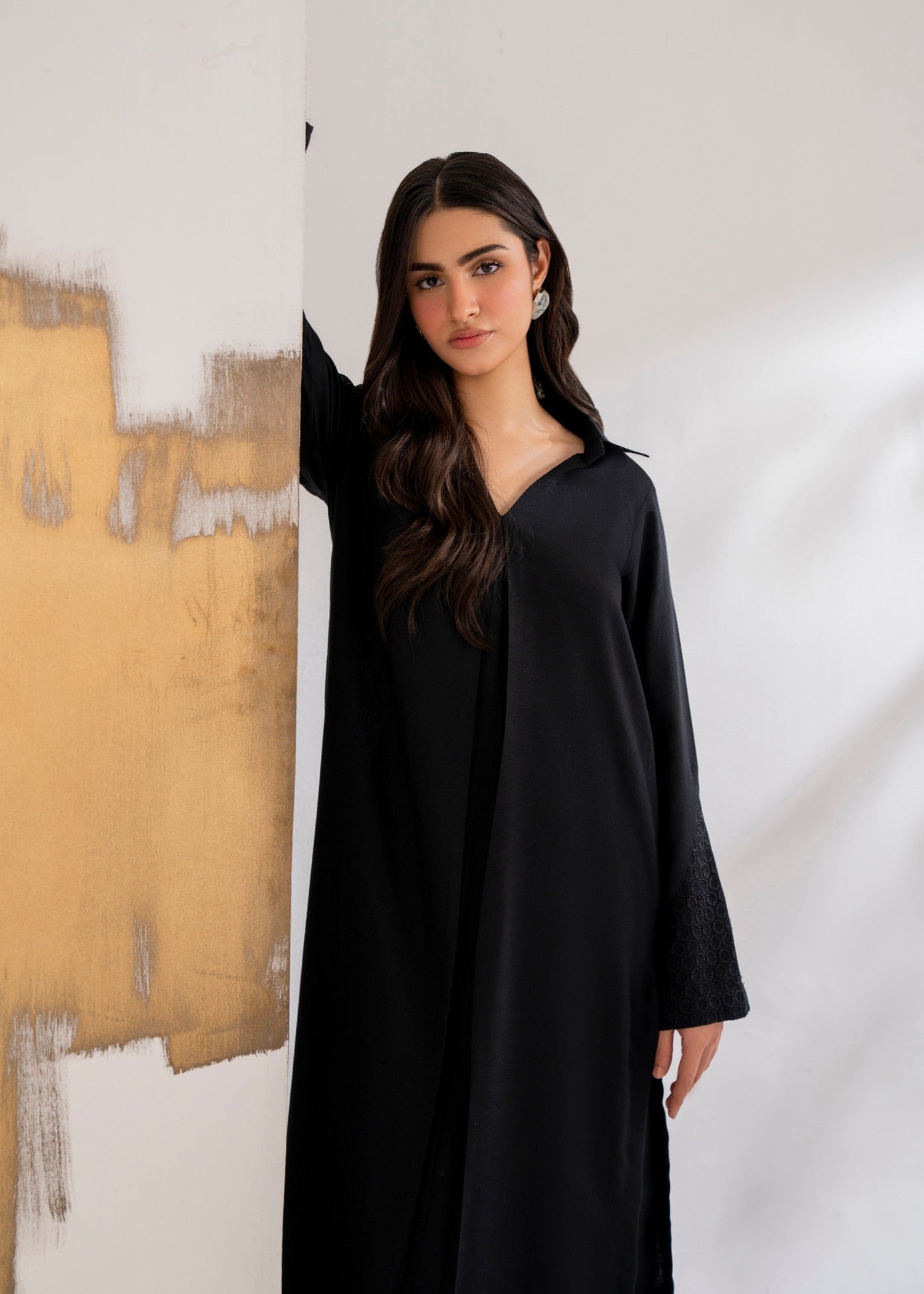silk karandi Kurta Set in Black