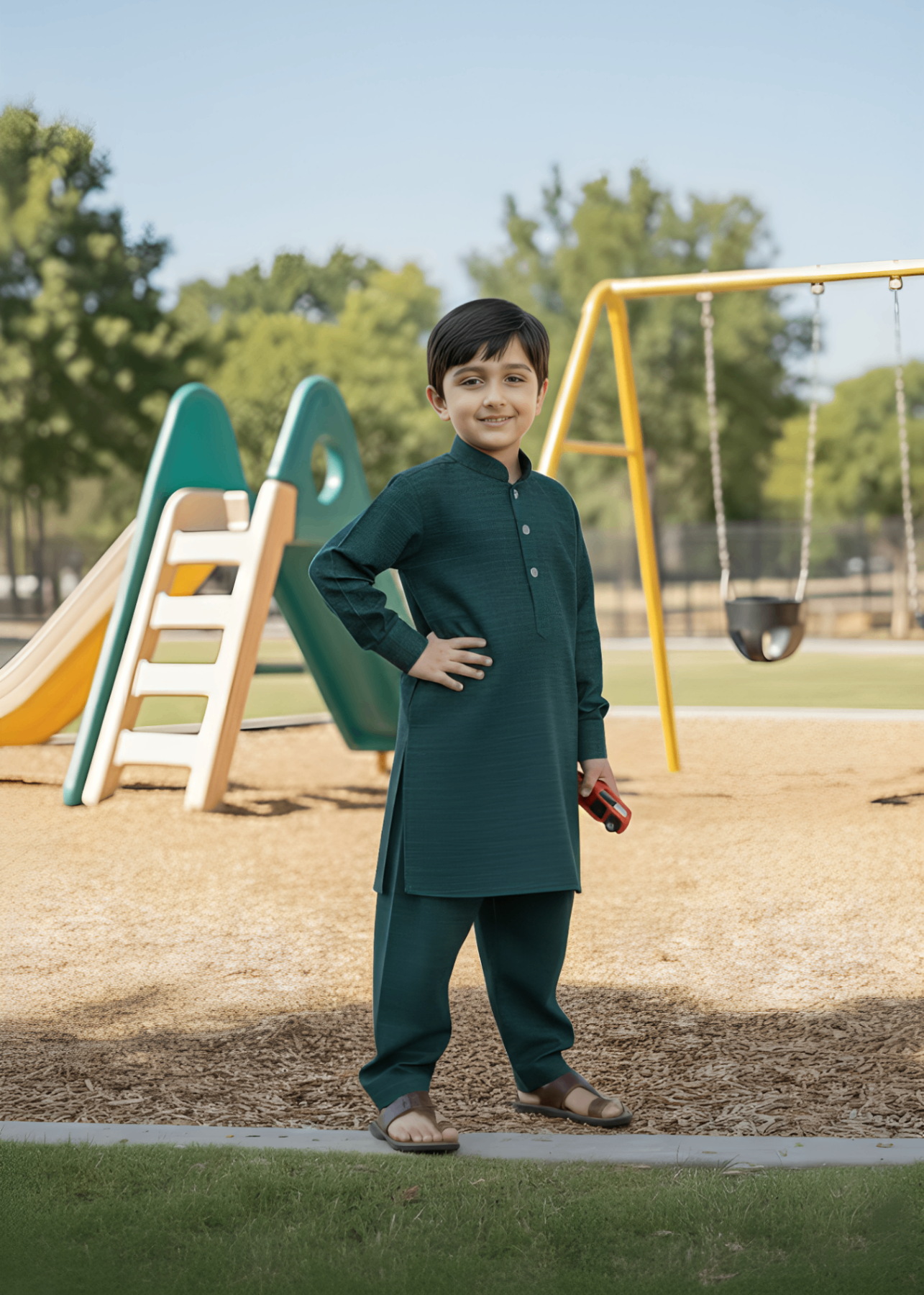 poly viscose Kurta Set in Teal
