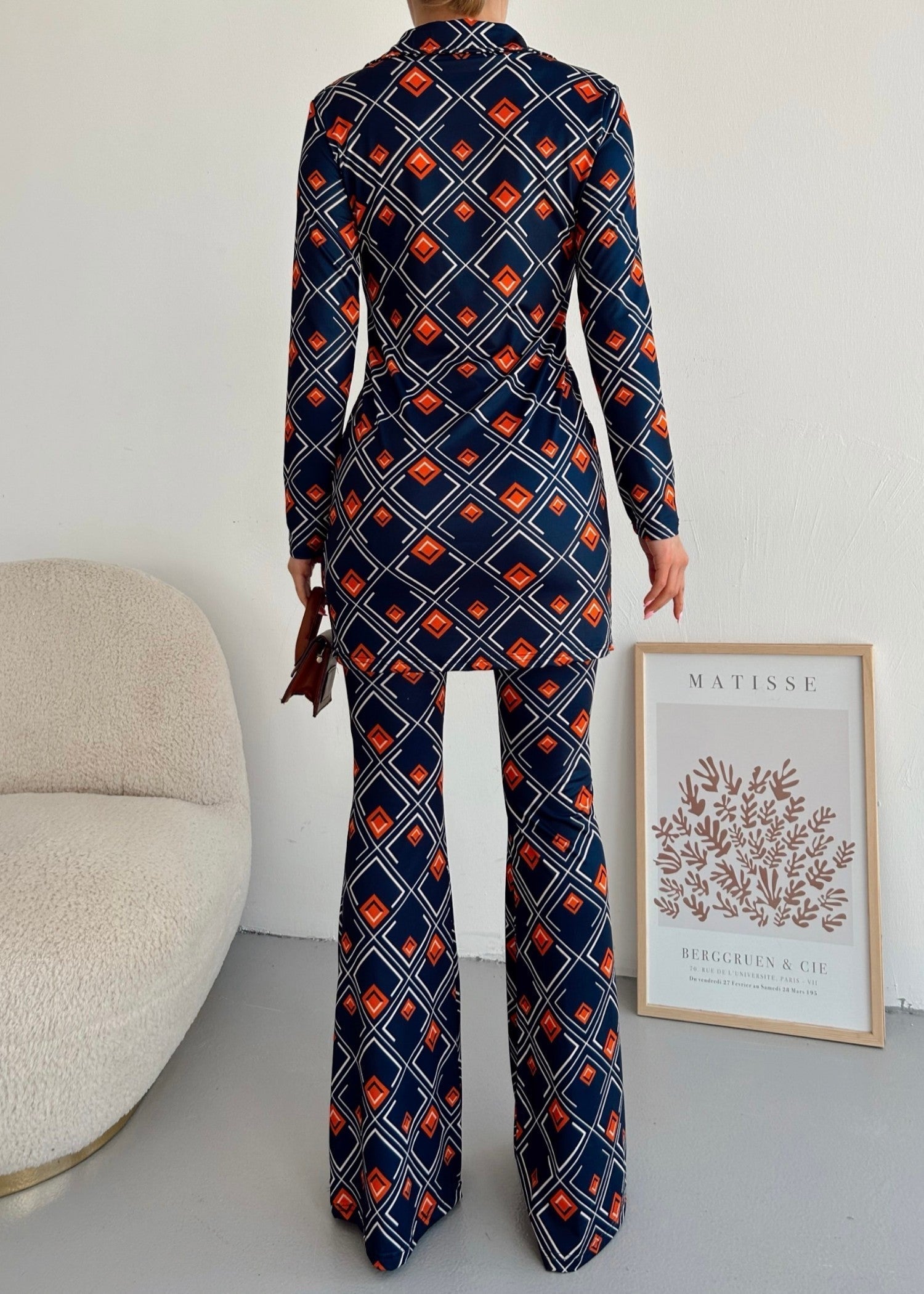 polyester-silk blend Co Ord Sets in Dark blue