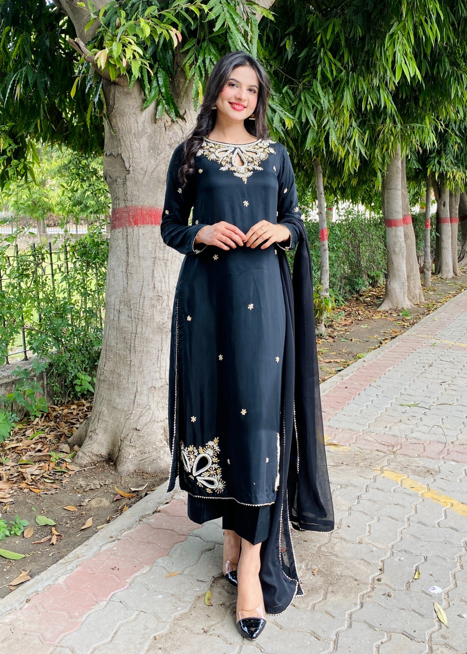 viscose Kurta Set in Black