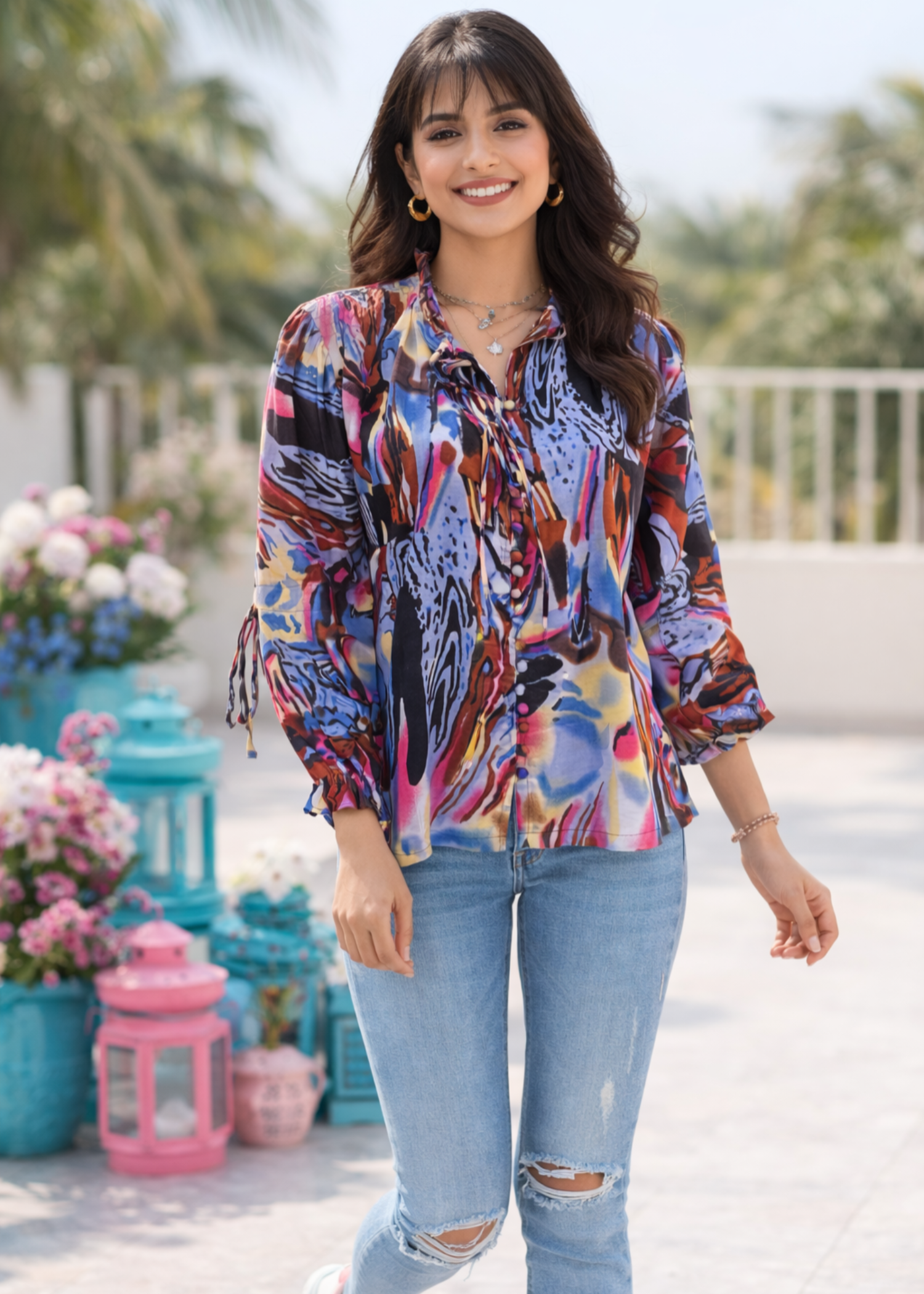 linen Top in Multi