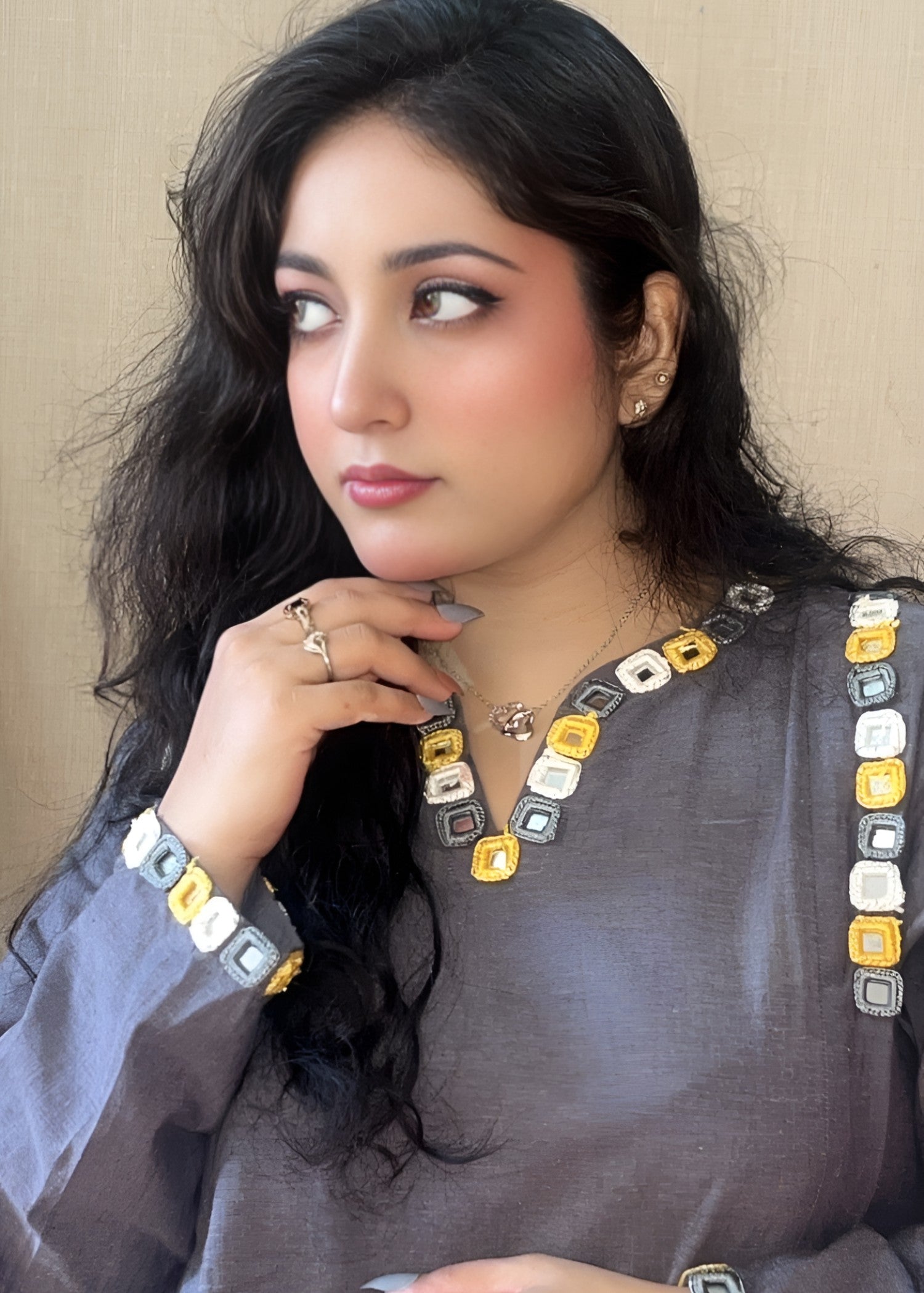 cotton Kurta Set in Slate black
