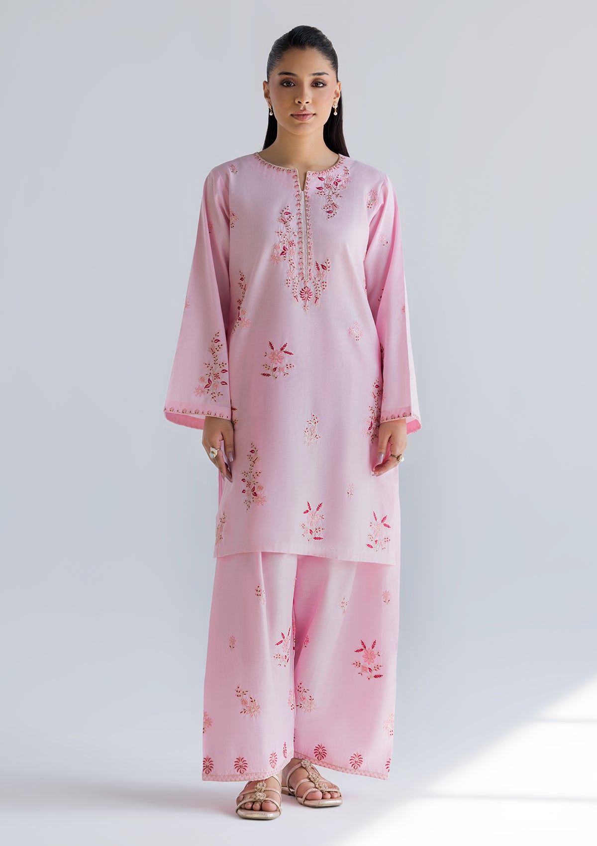cotton Kurta Set in Pink