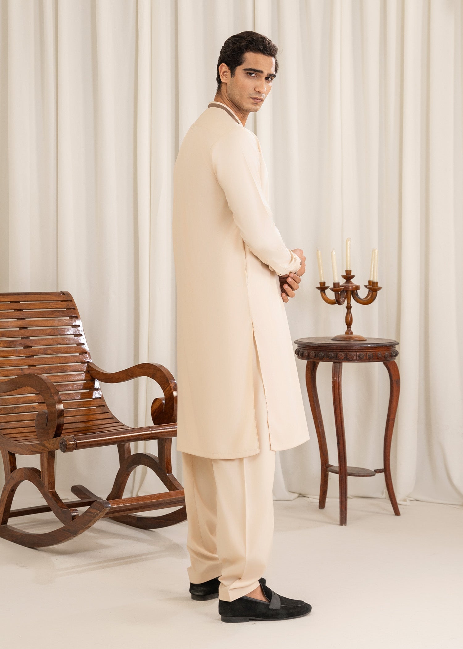 wash & wear Shalwar Kameez in Tan brown by Buraq